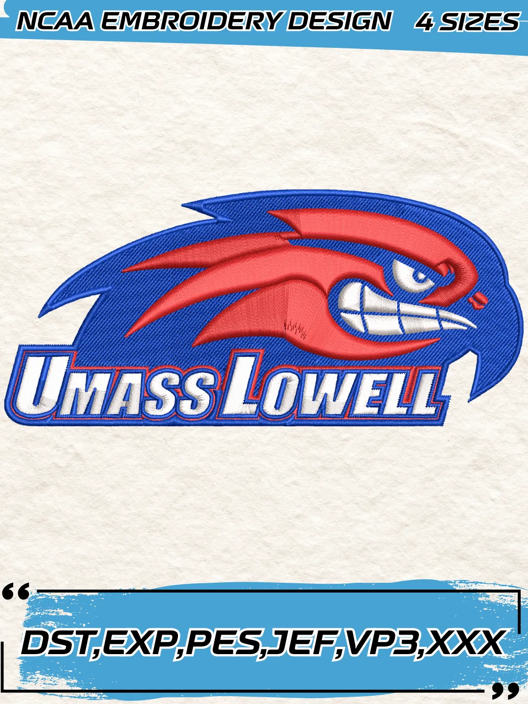 UMass Lowell River Hawks Logo Embroidery Design,NCAA Logo Embroidery Design,Machine Embroidery Design File,4 Sizes, Digital Download