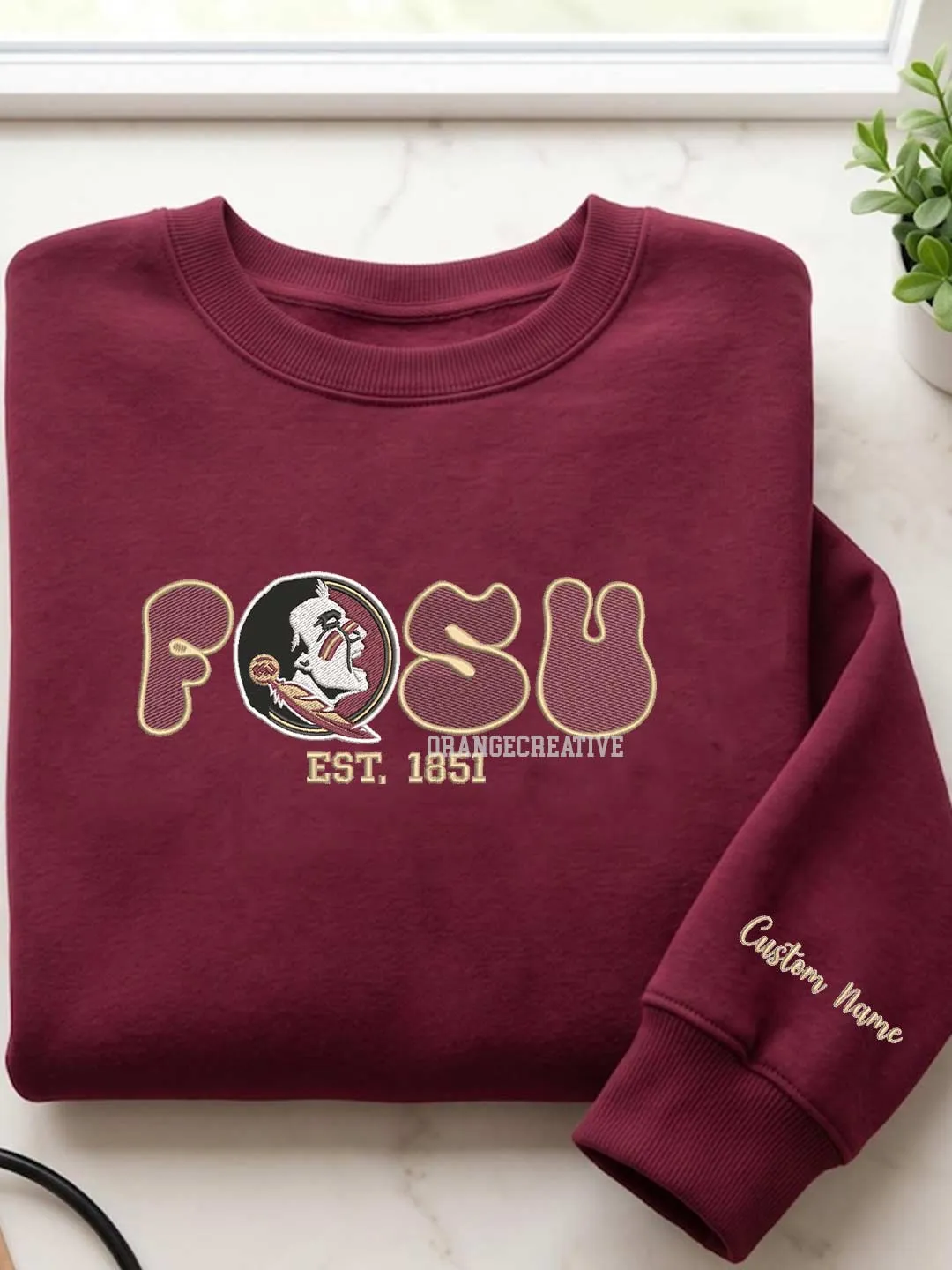 Florida State Seminole Est Embroidered Sweatshirt, Sport Embroidered Crewneck, Football Embroidered Shirt, College Sweatshirt, Crewneck Gift
