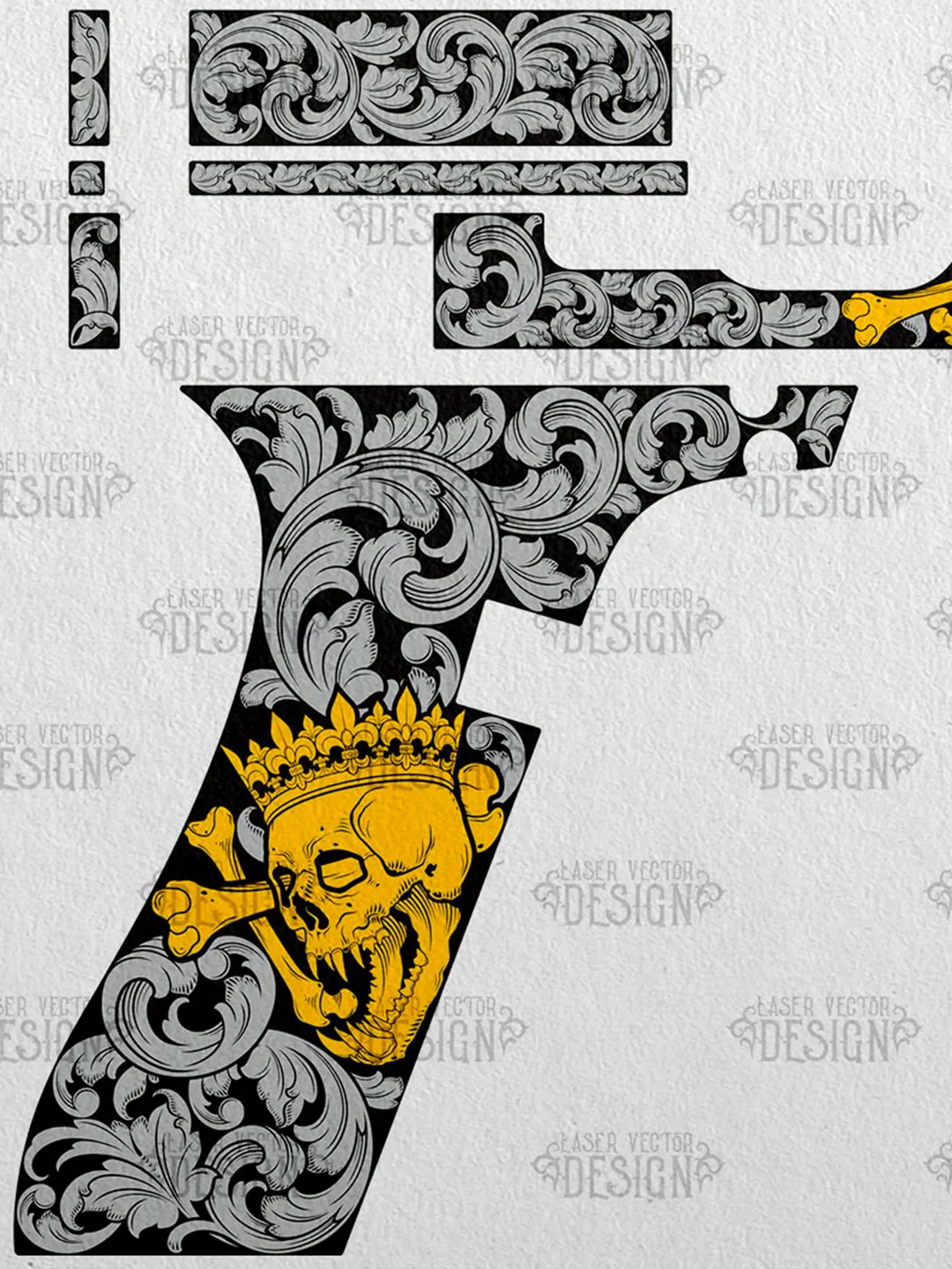 g*i様 Vector Glide bold 22designs outlowX VECTOR DESIGN Glock 22 gen 4 Skull with crown and scrolls