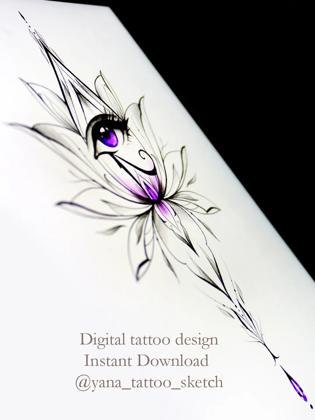 Eye Of Horus Tattoo Design Egyptian Eye Tattoo Stencil Lotus Tattoo Idea Sketch, Instant download PDF, JPG, PNG