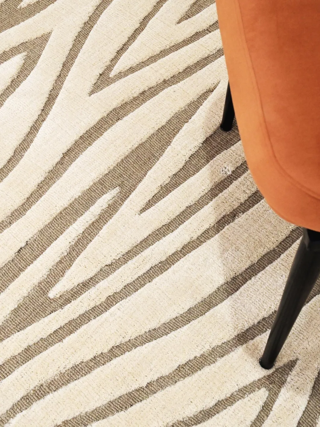 Wool Abstract Animal Pattern Rug Hand Tufted Zebra Cowhide Rug – Beige & Taupe Abstract Animal Pattern ...