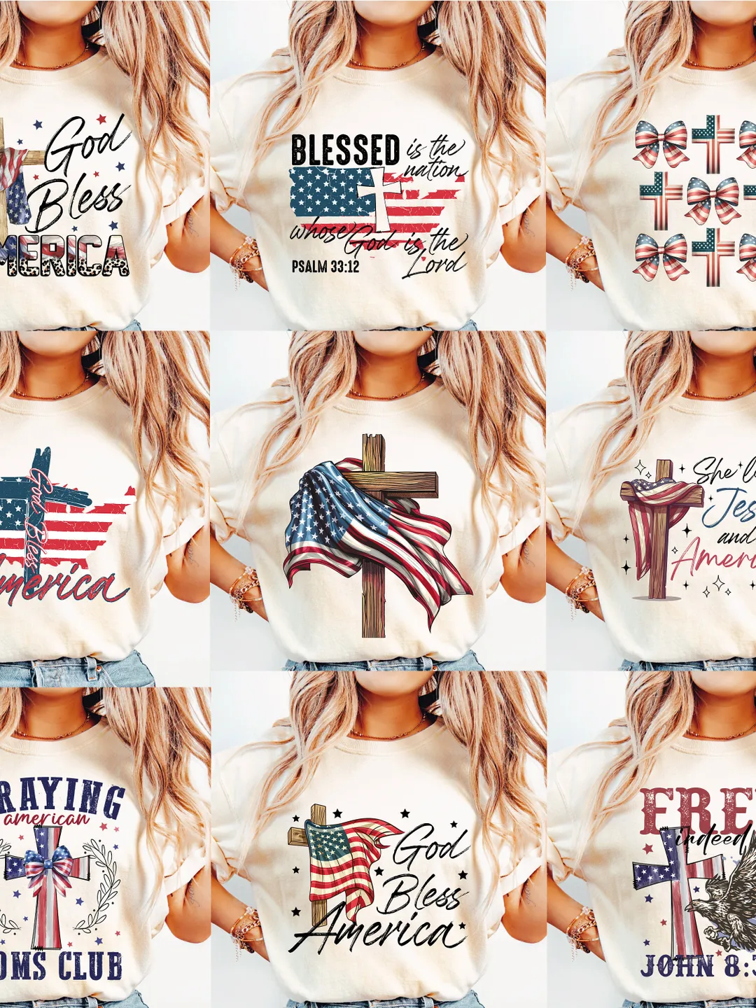 Religious Trendy Retro 4th of July PNG Bundle, 4th of July Png, America Png, USA Shirt Png, USA Png, Christian Fourth of July Shirt Designs