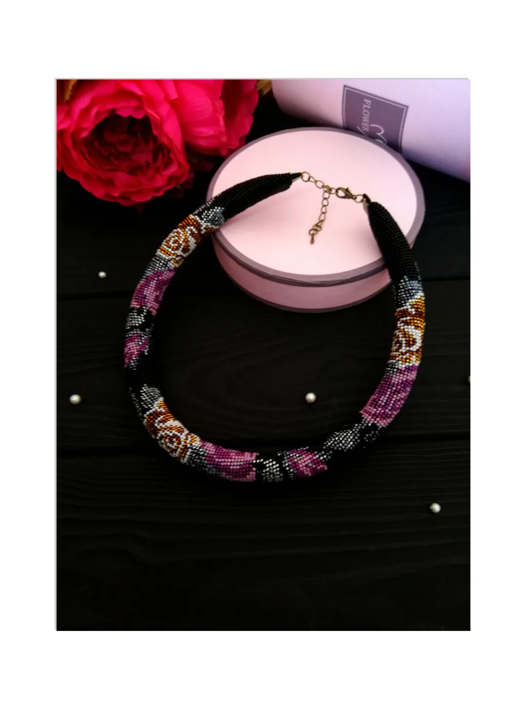 Bead Crochet Rope Necklace , Glass Seed Bead Crochet