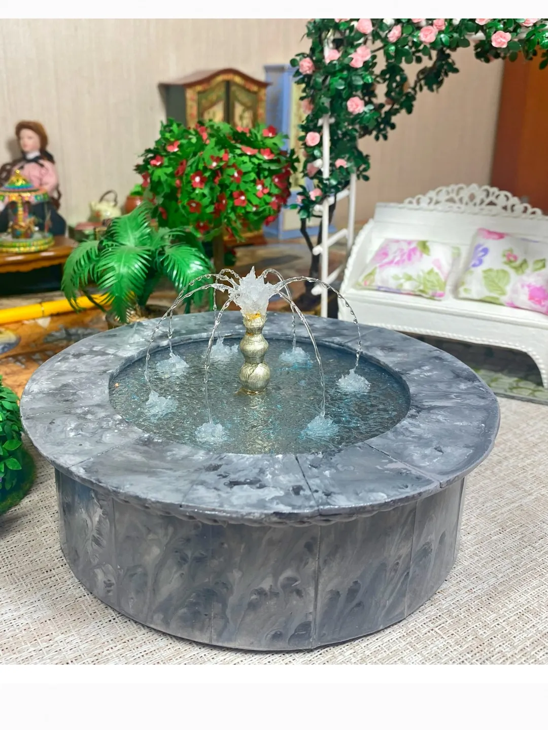 Fountain for a dollhouse. 1.12.Handmade. Lightweight, beautiful fountain for a doll park.