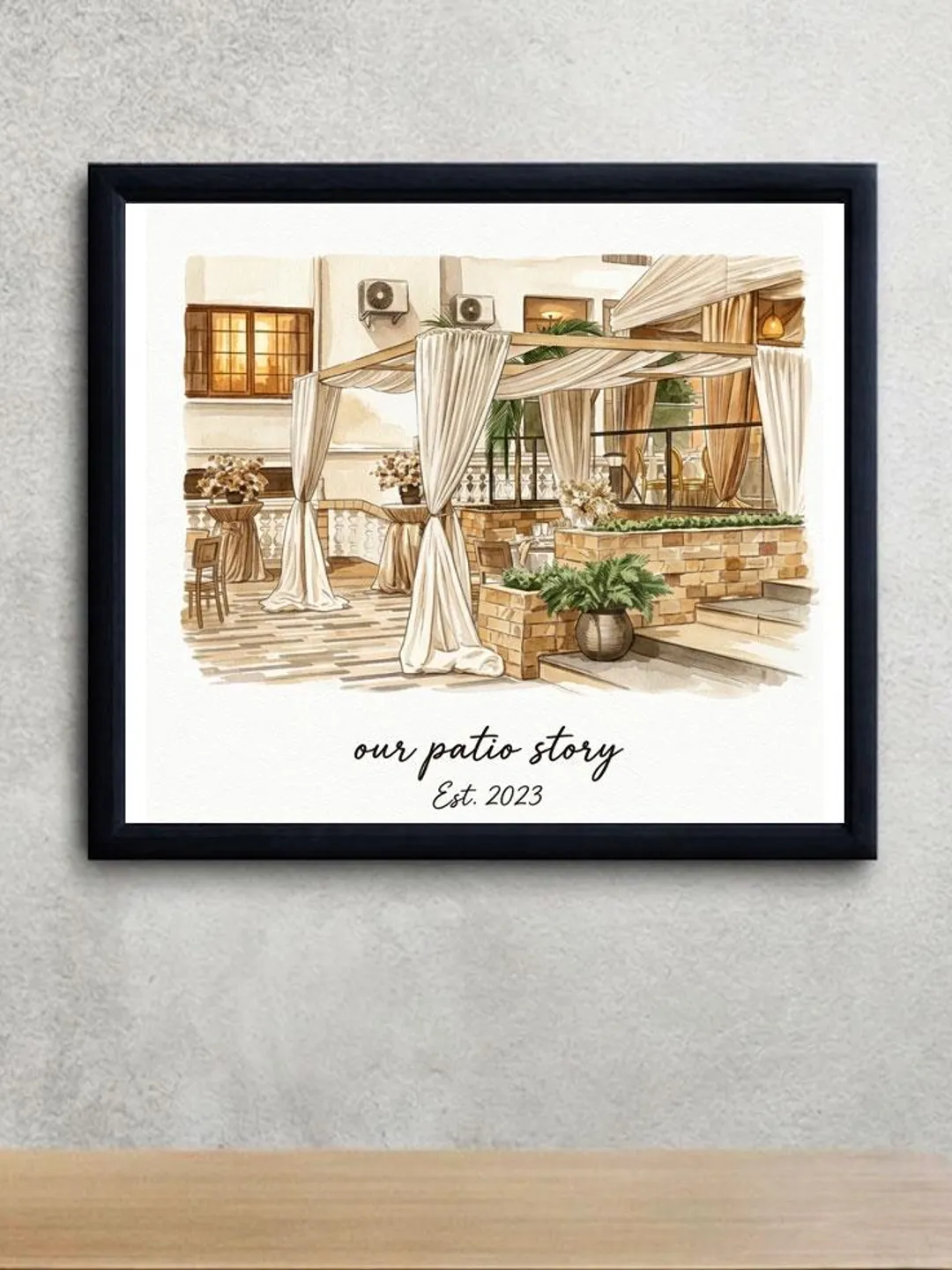 Custom Watercolor First Date Location Art Print, Personalized Love Story Keepsake