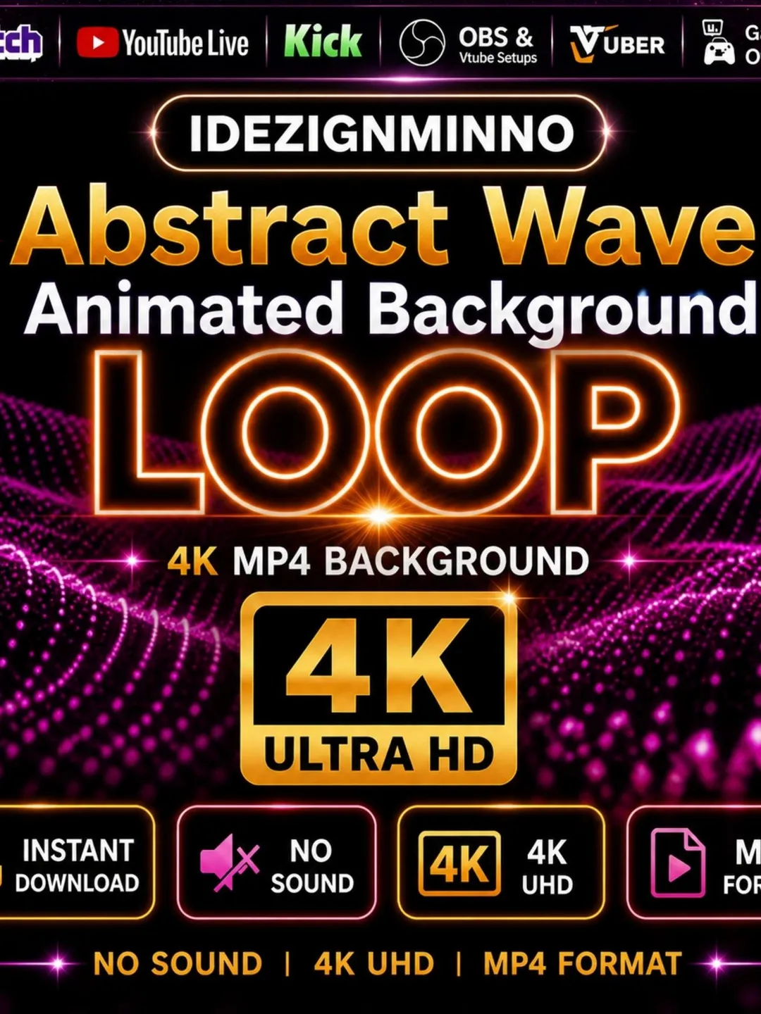 Abstract Wave Animated 4K Background Loop MP4 | OBS Twitch Stream ...