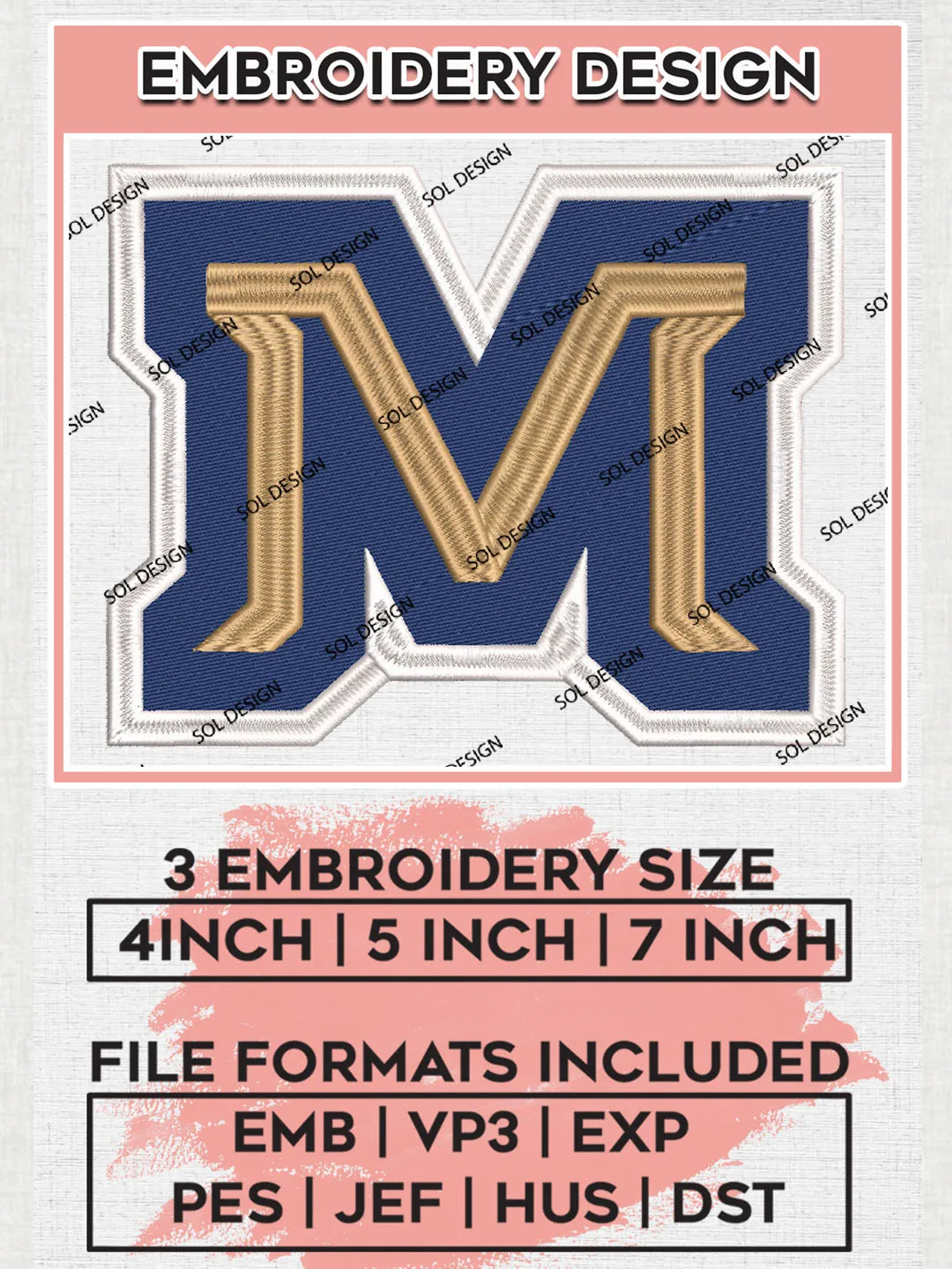 NCAA Montana State Bobcats Team Letter Logo Embroidery Design Files, NCAA Montana State Bobcats Machine Embroidery, NCAA Teams, 3 sizes, NCAA Machine embroidery designs, Digital Download