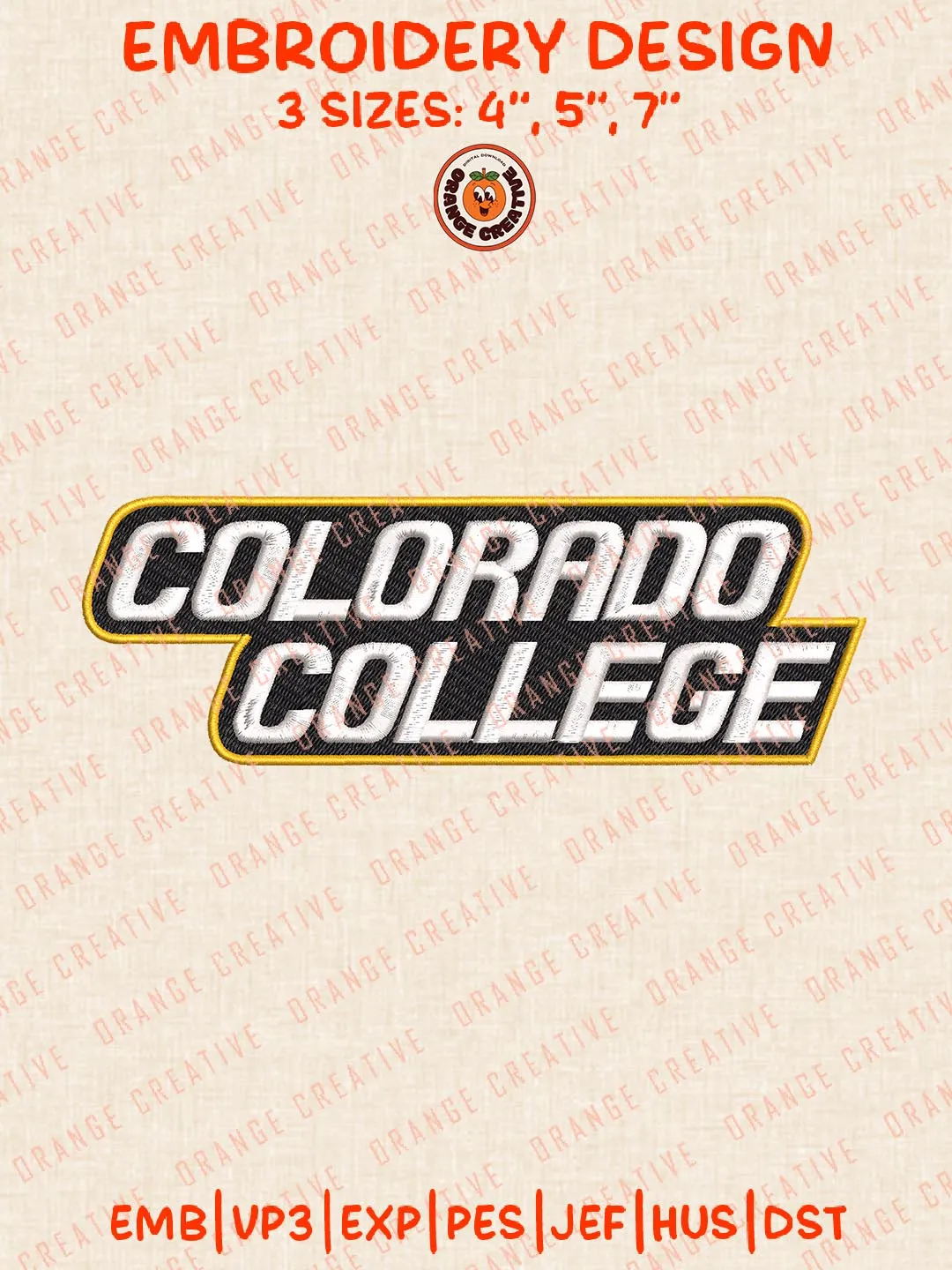 Colorado College Text Embroidery Design, NCAA Team Logo Embroidery Design, Machine Embroidery Design File, 4 Sizes, Custom Size, Digital Download
