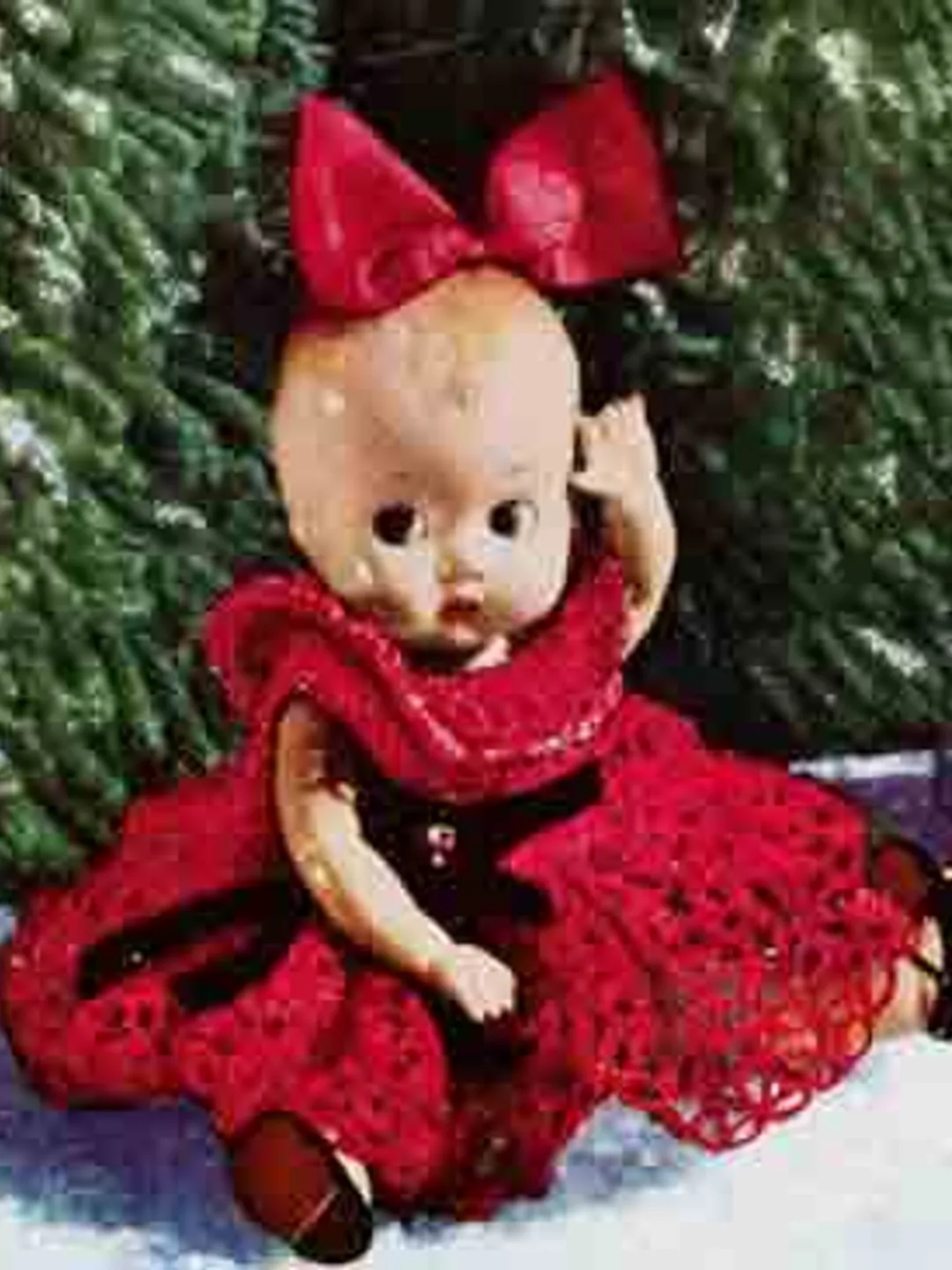 Vintage Crochet Pattern Dress for Doll Christmas Doll with Red Dress Pattern Digital Download PDF