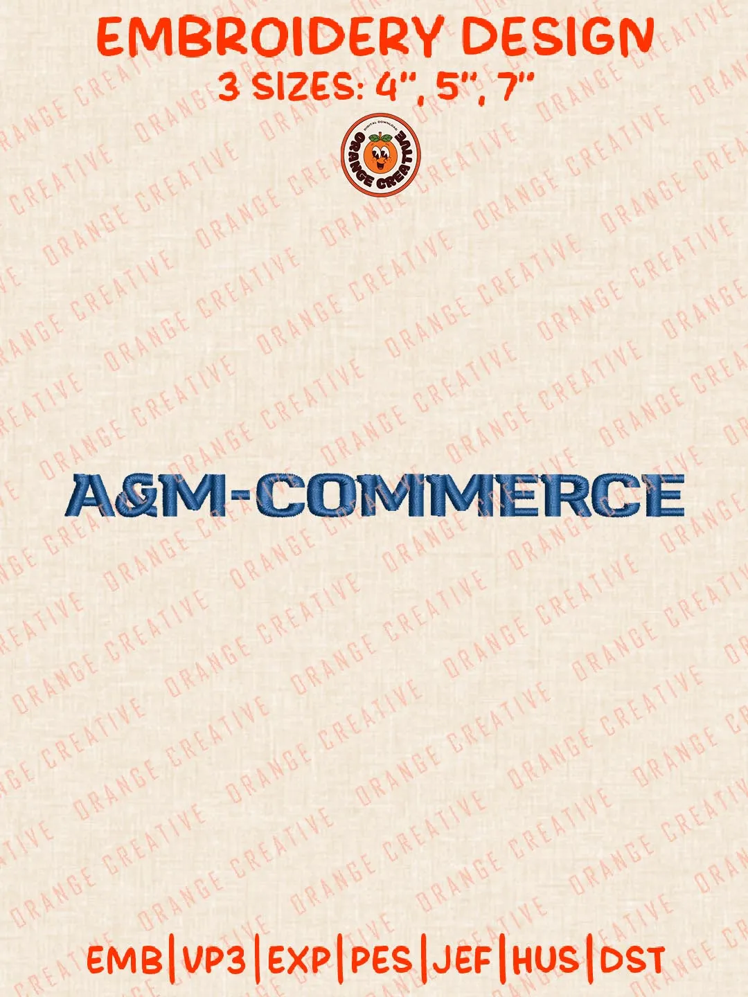 A&M Commerce Embroidery Design, NCAA East Texas A&M Lions Team Logo Embroidery Design, Machine Embroidery Design File, 4 Sizes, Digital Download