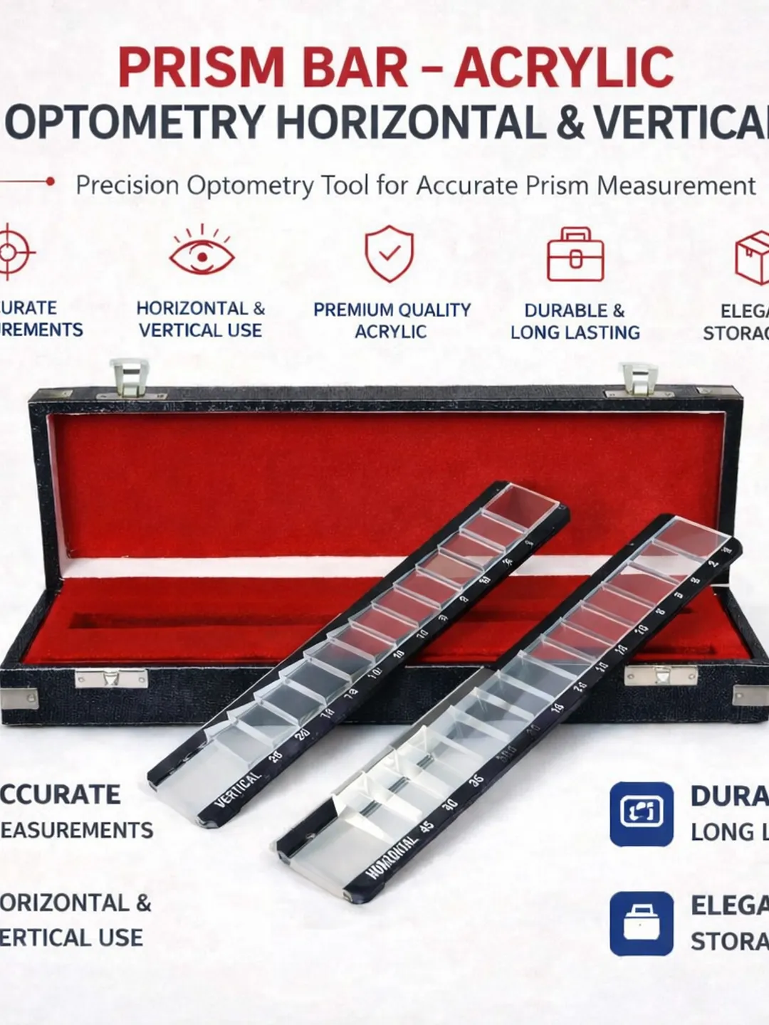 Professional Acrylic Prism Bar Set – Horizontal Vertical Optometry Tool