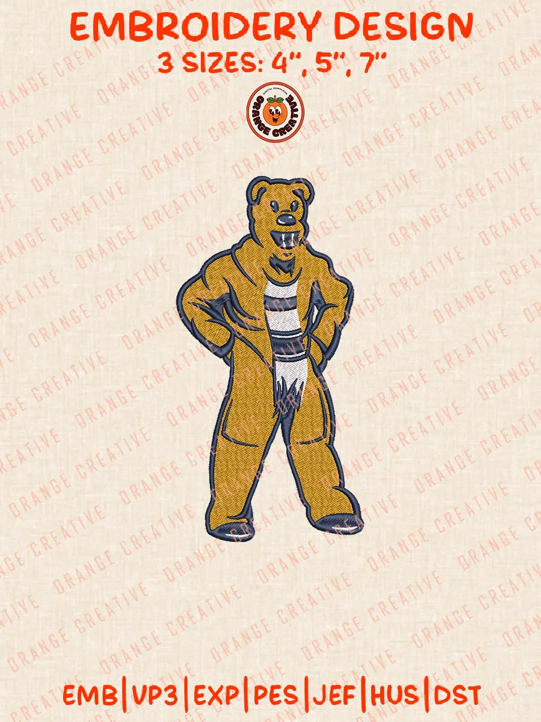 NCAA Penn State Nittany Lions Mascot Logo Embroidery Design Files, NCAA Logos Embroidery Designs, NCAA Machine Embroidery Files, 3 Sizes, Custom Sizes, Instant Download