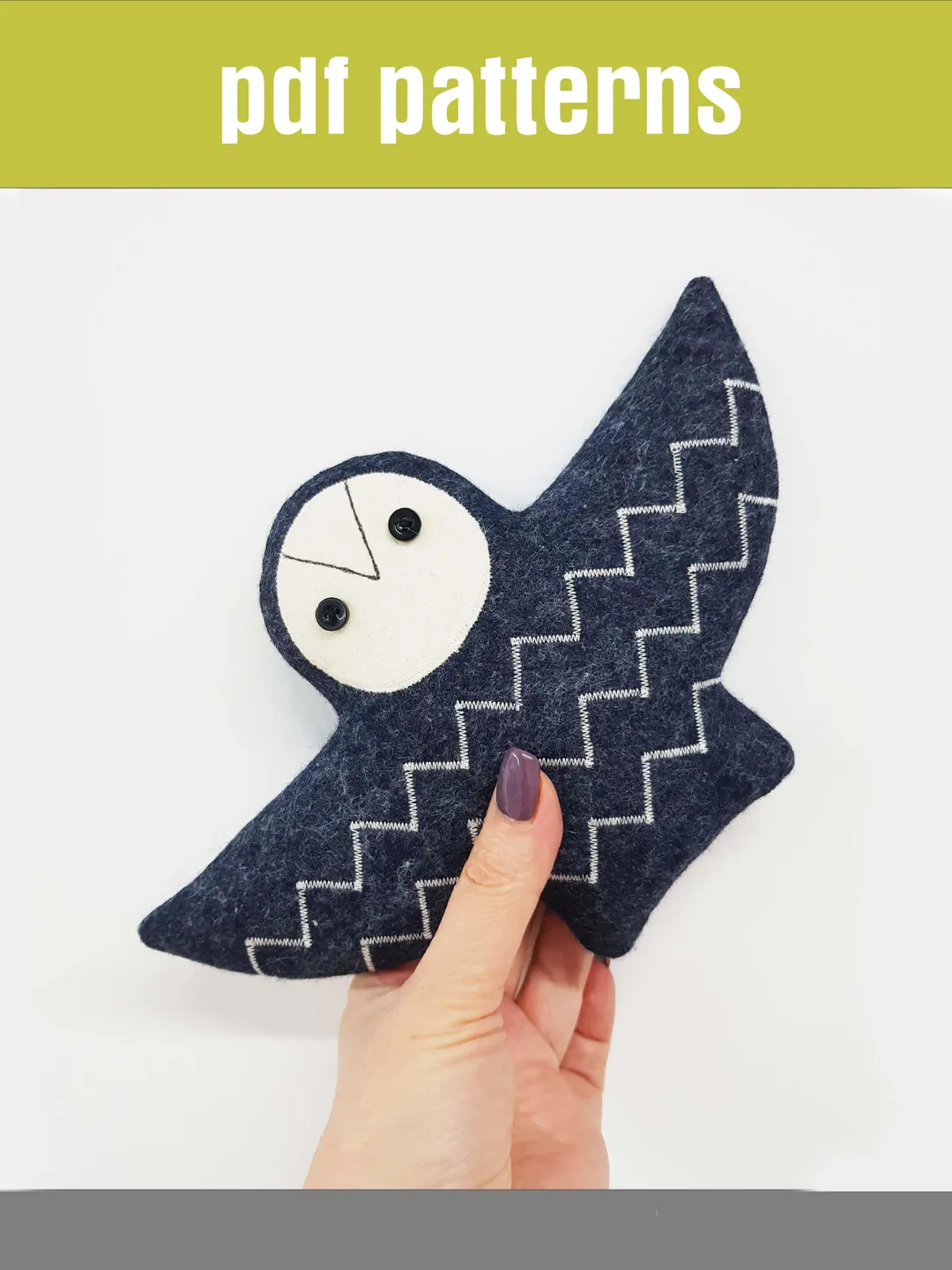Black Felt Owl sewing pattern PDF, digital tutorial in english, Halloween doll pattern, felt doll diy