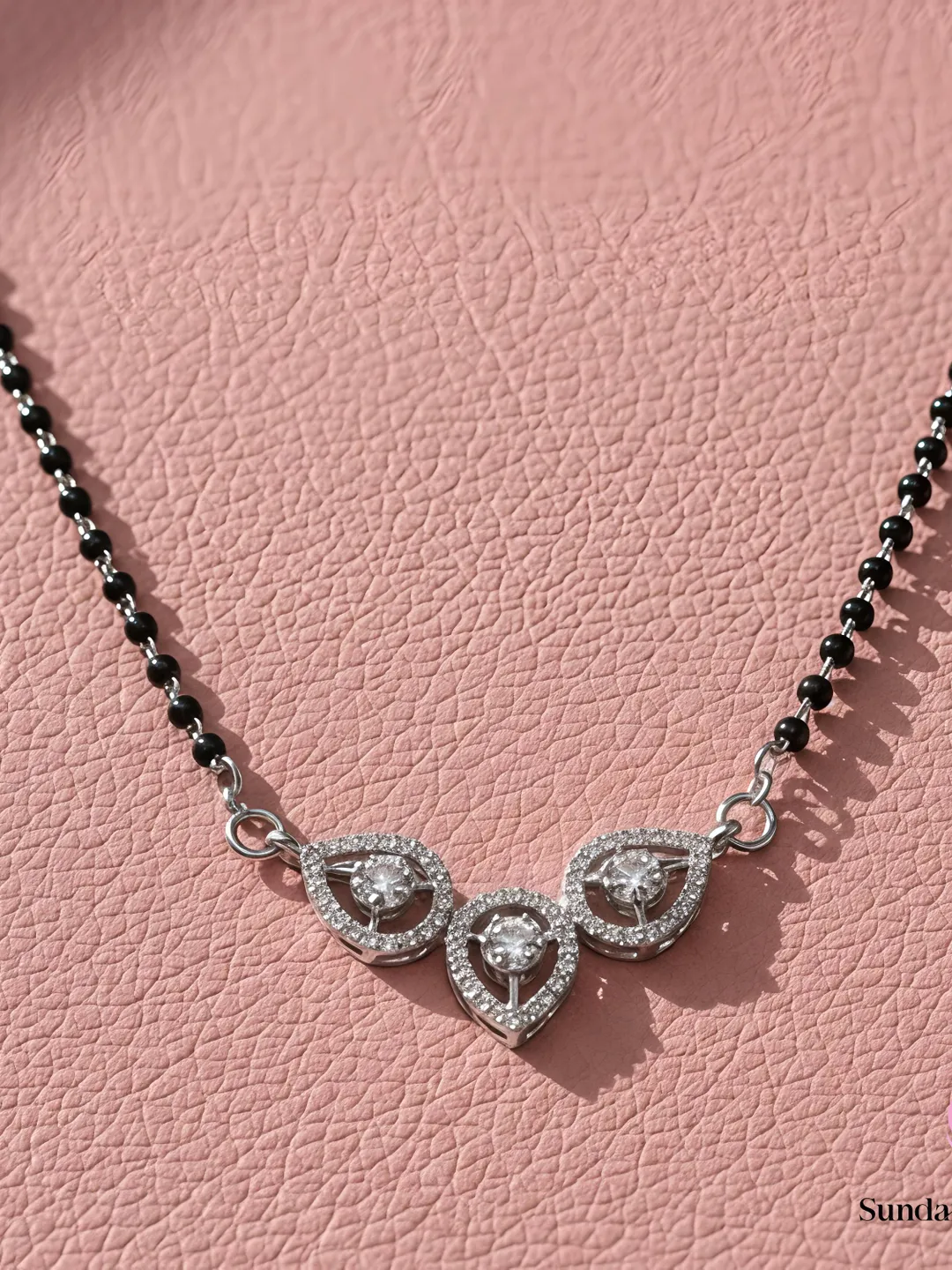 Moissanite Teardrop Mangalsutra Necklace | Sterling Silver, Indian Jewelry