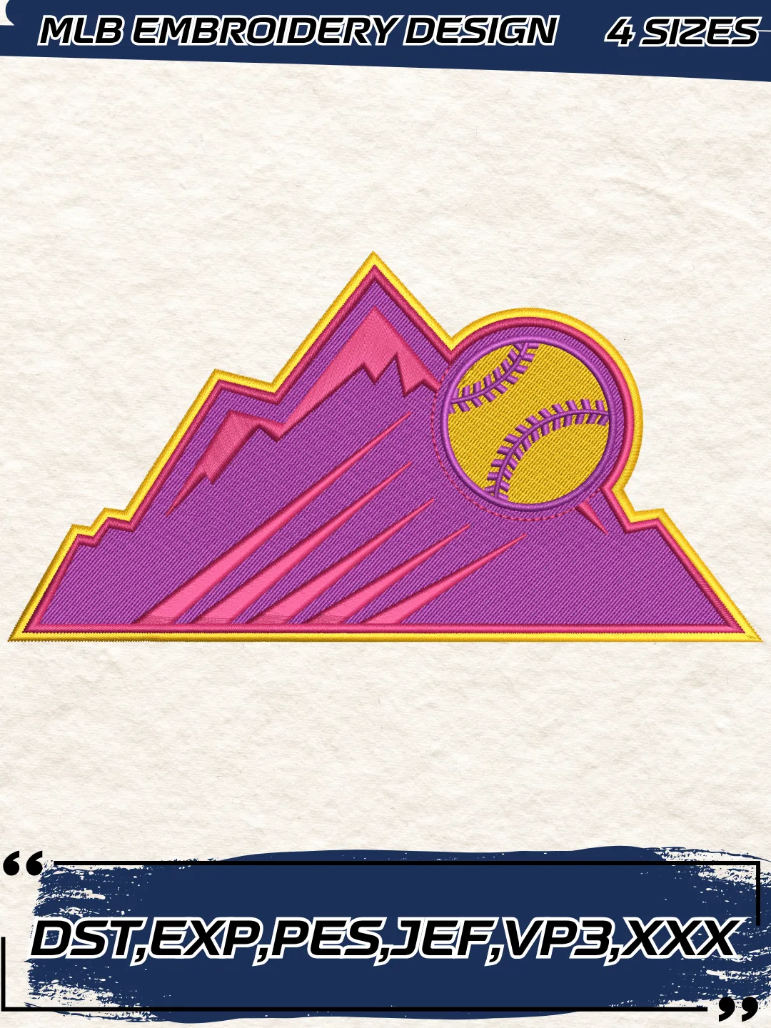 Rockies Baseball Embroidery Design - Cap Logos - Machine Embroidery File