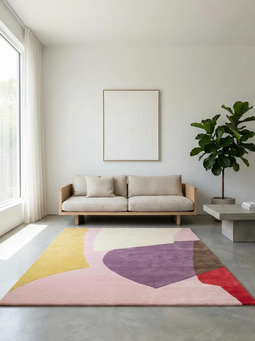 Hand-Tufted Wool Rug – Retro Abstract Sculptural Design Teppich