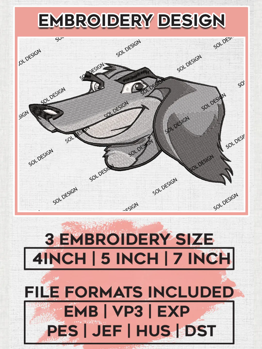 Southern Illinois Salukis NCAA Team Head Mascot Logo Embroidery Design Files, NCAA Southern Illinois Salukis Machine Embroidery, NCAA Teams, 3 sizes, NCAA Machine embroidery designs, Digital Download