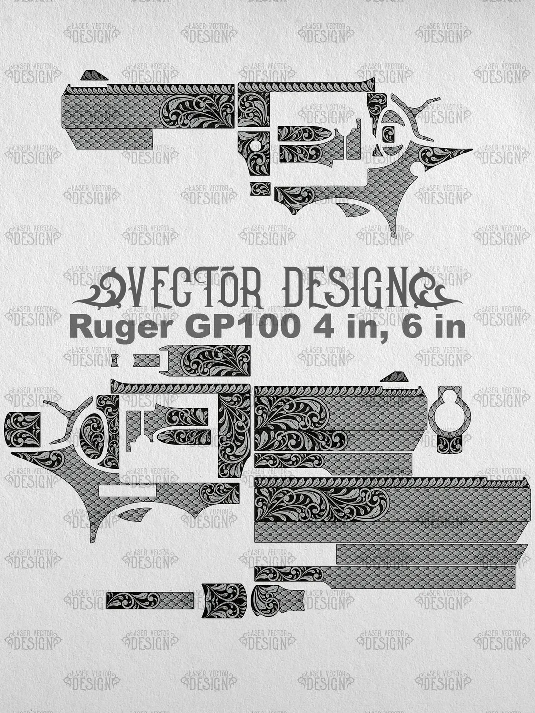 Ruger Vector VECTOR DESIGN Ruger GP100 4 in, 6 in Scrollwork and scales