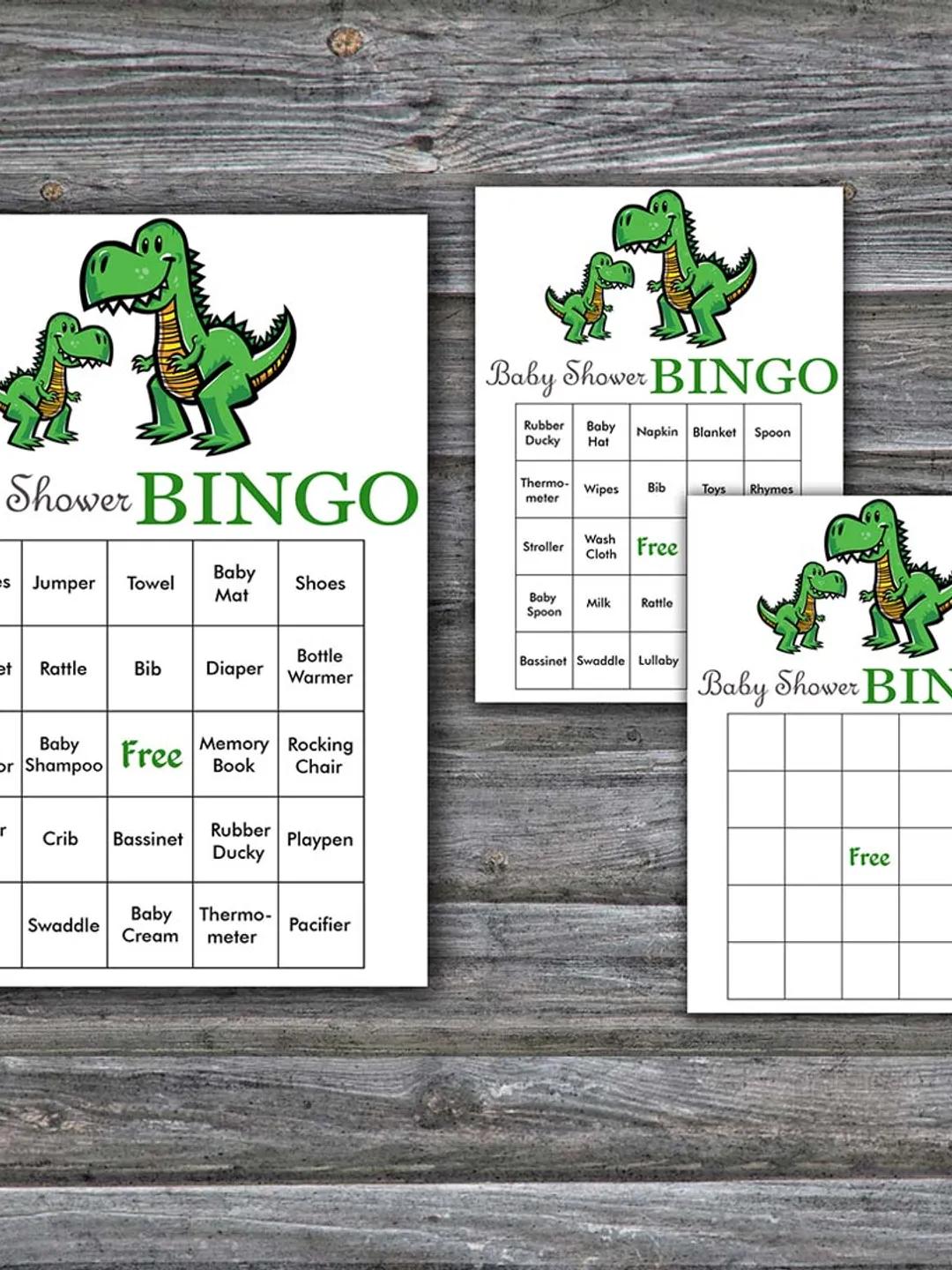 Dinosaur theme Baby Shower Bingo Cards,T-rex Baby Shower Bingo Games,Printable Baby Shower Bingo Cards--327
