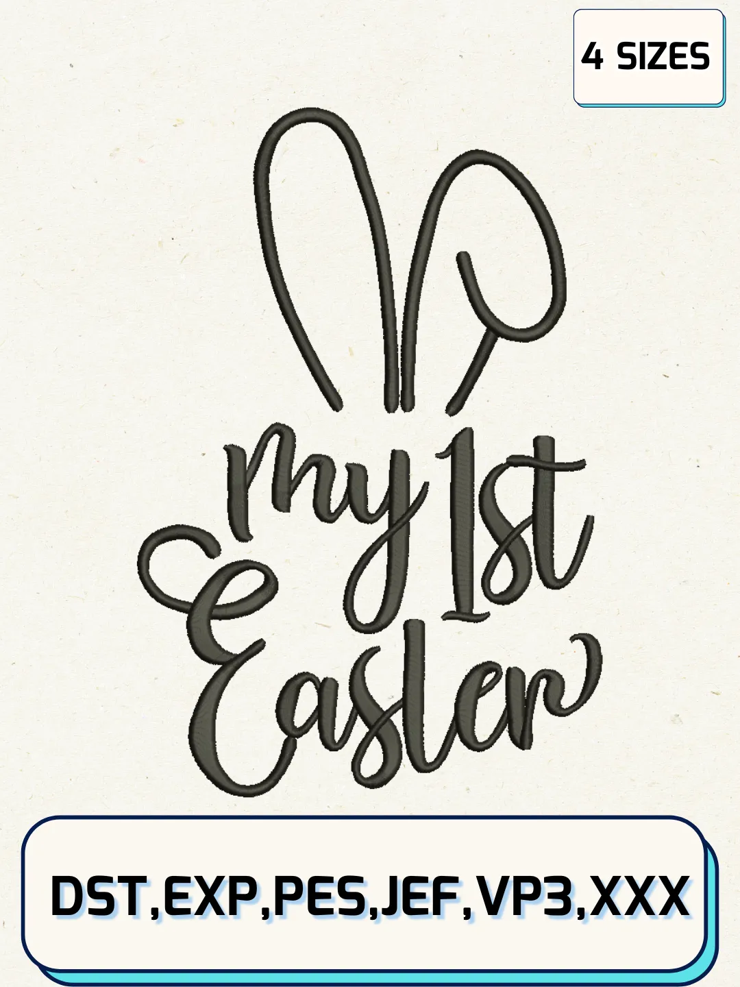 My 1st Easter Embroidery Design Files, Easter Day Logos Embroidery Designs, Machine Embroidery Files, 4 Sizes
