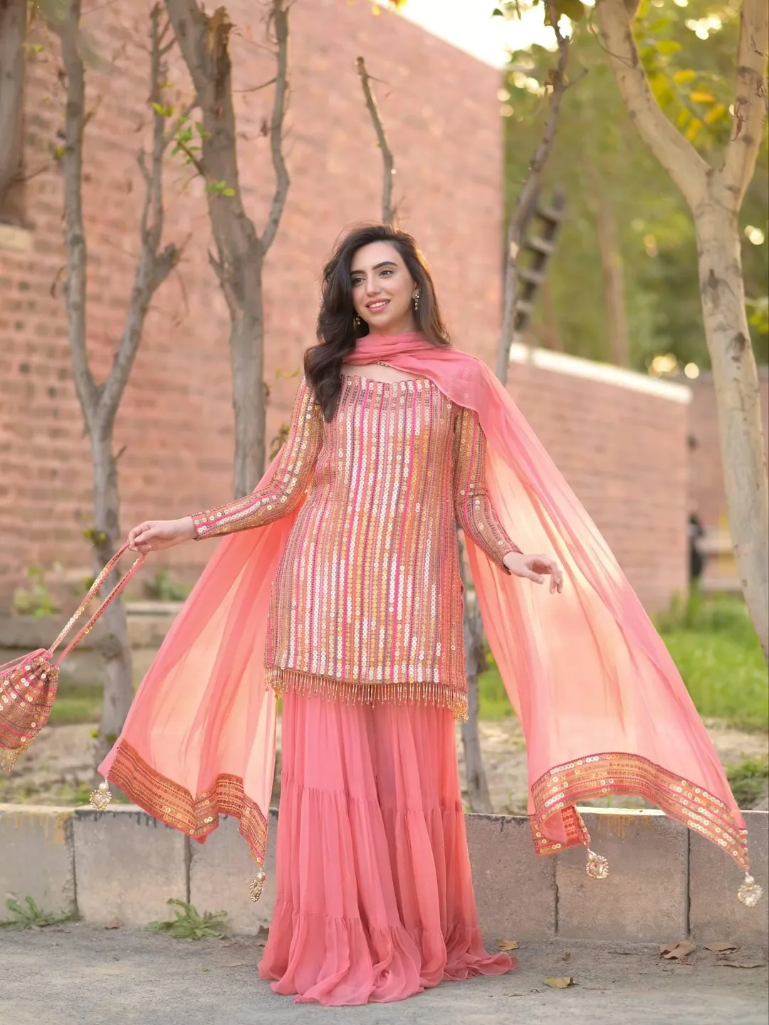 Embroidered Georgette Pakistani Salwar Suit, Ready to Wear Palazzo Set