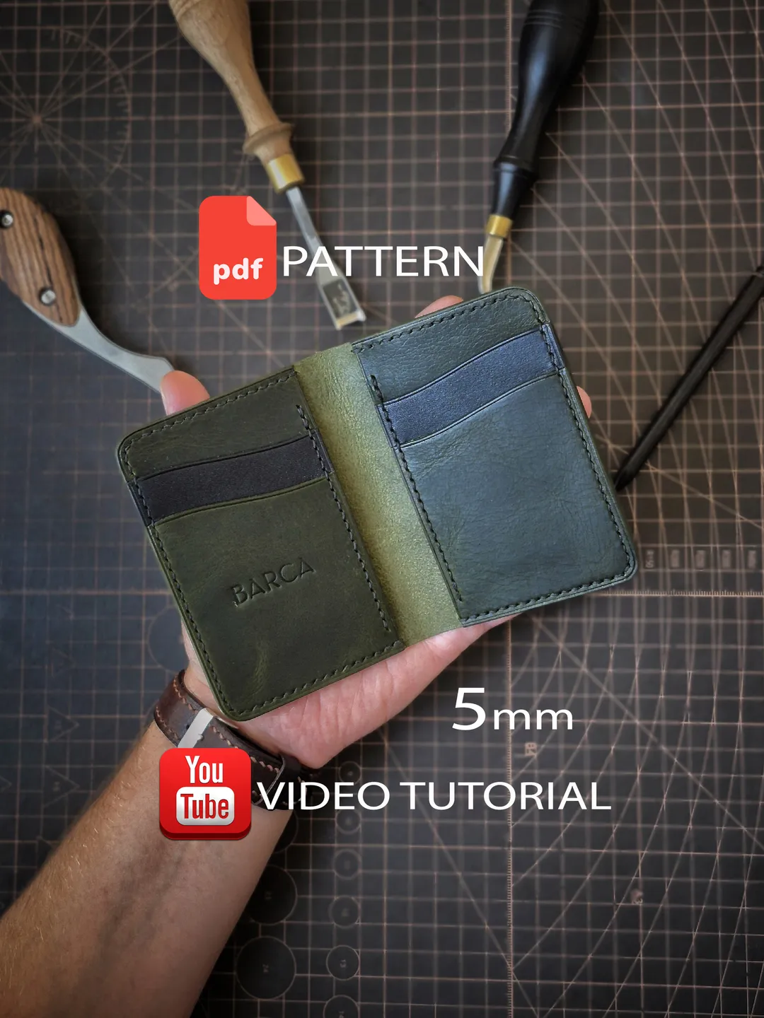 Bank Note Wallet Pattern leather pattern - stitchless mini wallet. no stitch wallet. NS2