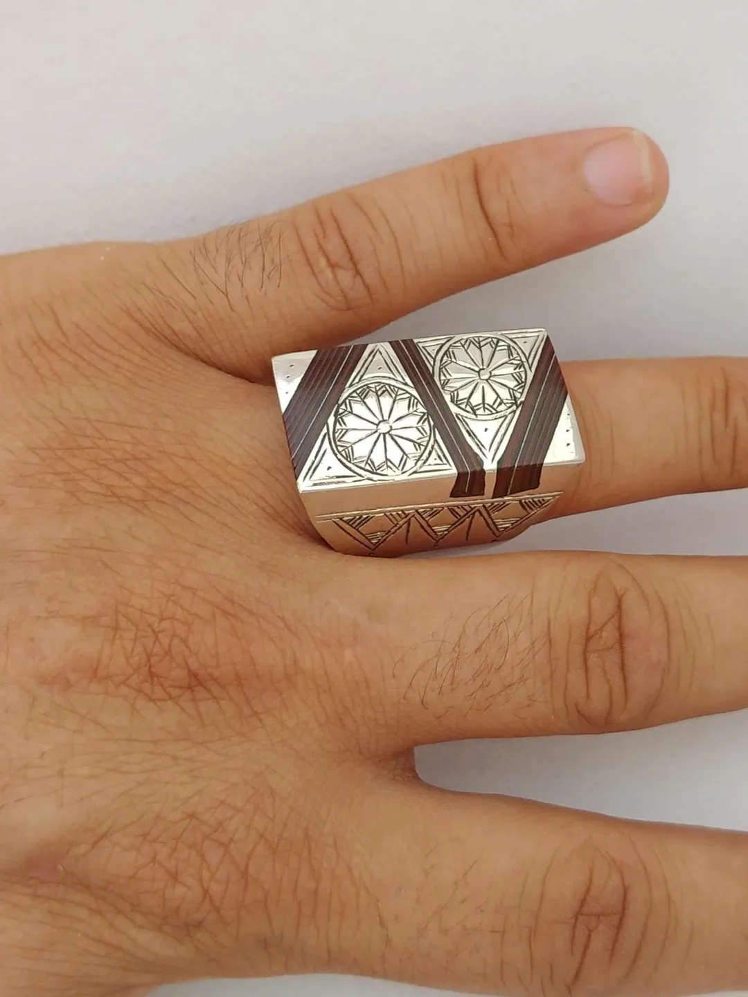 Tuareg Ring Sterling Silver Ebony Moroccan Jewelry Berber Handmade