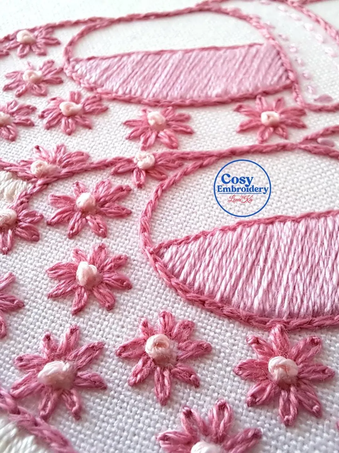 Personalized Baby Name Embroidery Pattern PDF Custom Pink Floral