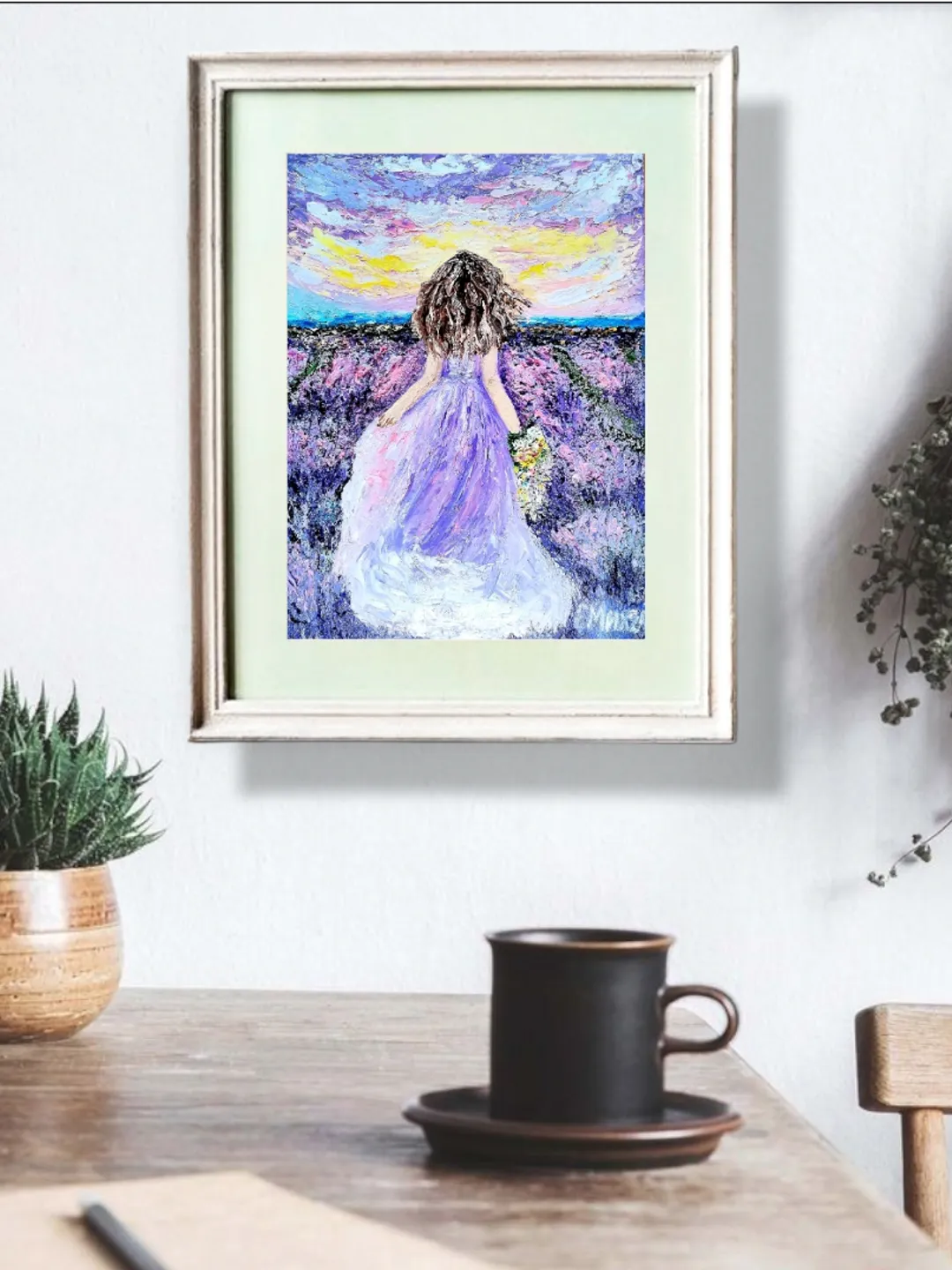 Oil painting with lavender, Provence, 15x20 cm, (5,906 x 7,87 inches),3D, impasto