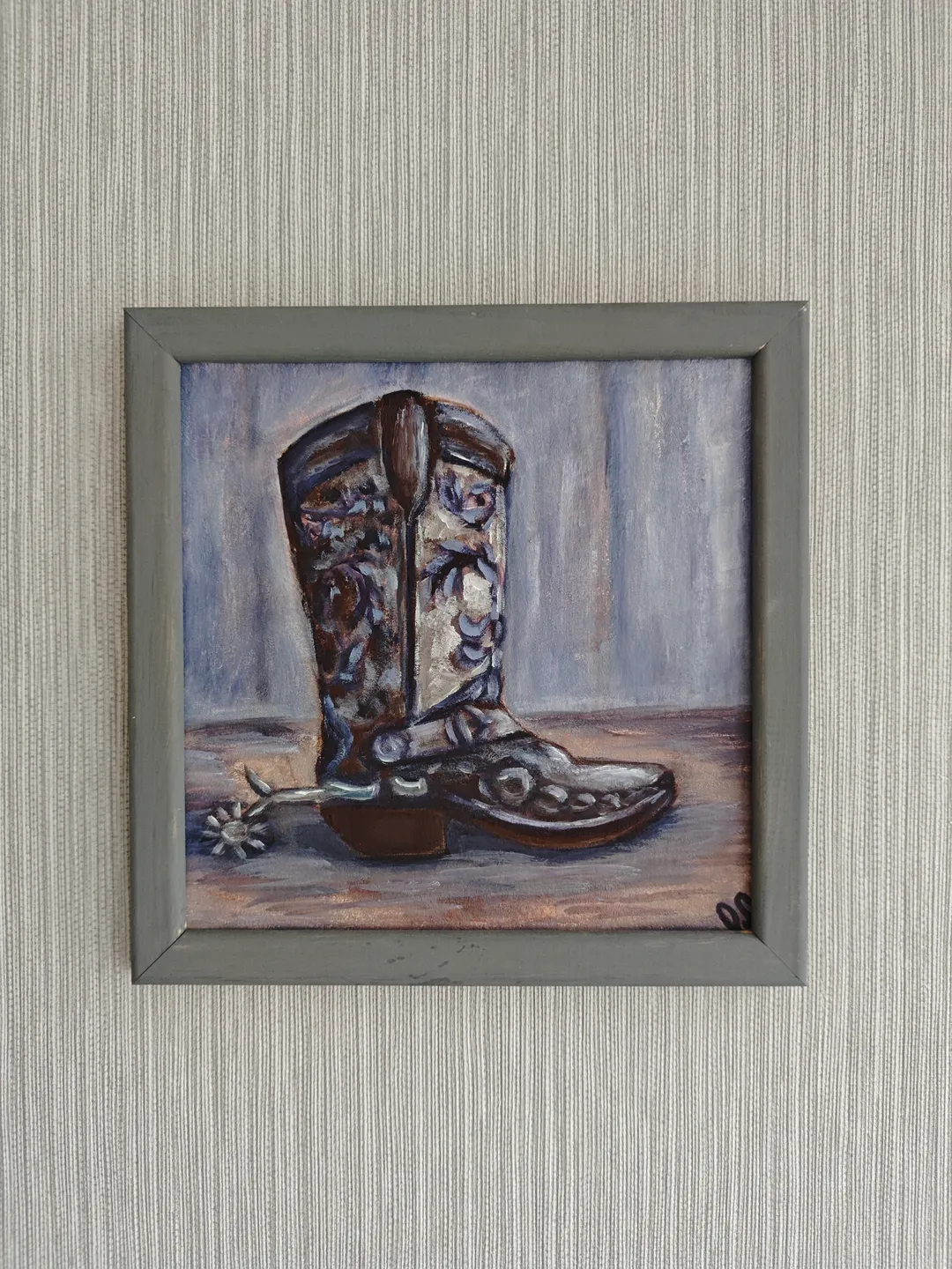 Cowboy Boot Original Painting Western Boots For Cowboy Original Art Cowboy Boots For Real Men Artwork Cowboy Boots Wall Decor 8 x 8 inches by OlgaSokolovaArt