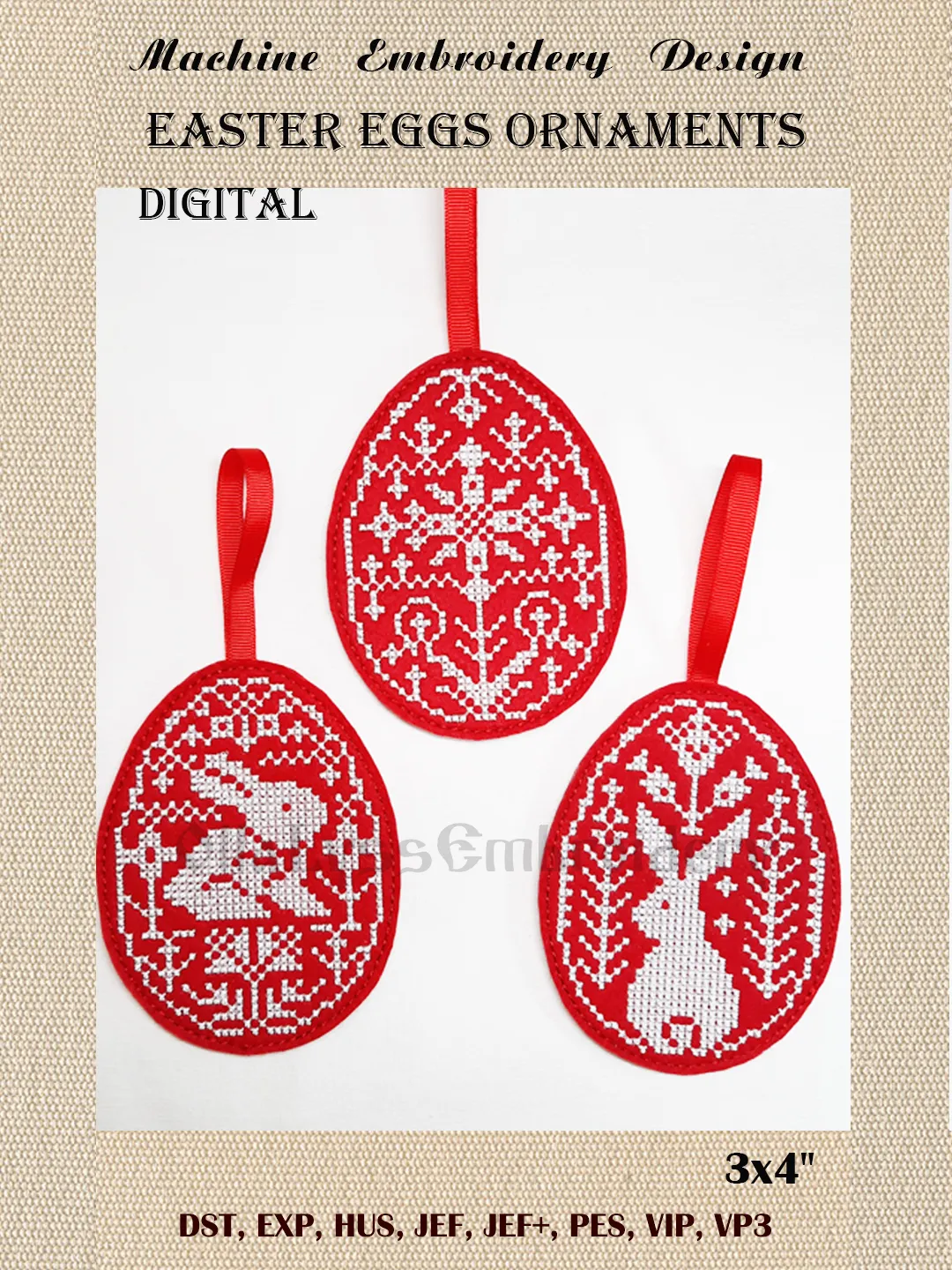 Easter Eggs Ornaments ITH machine embroidery designs