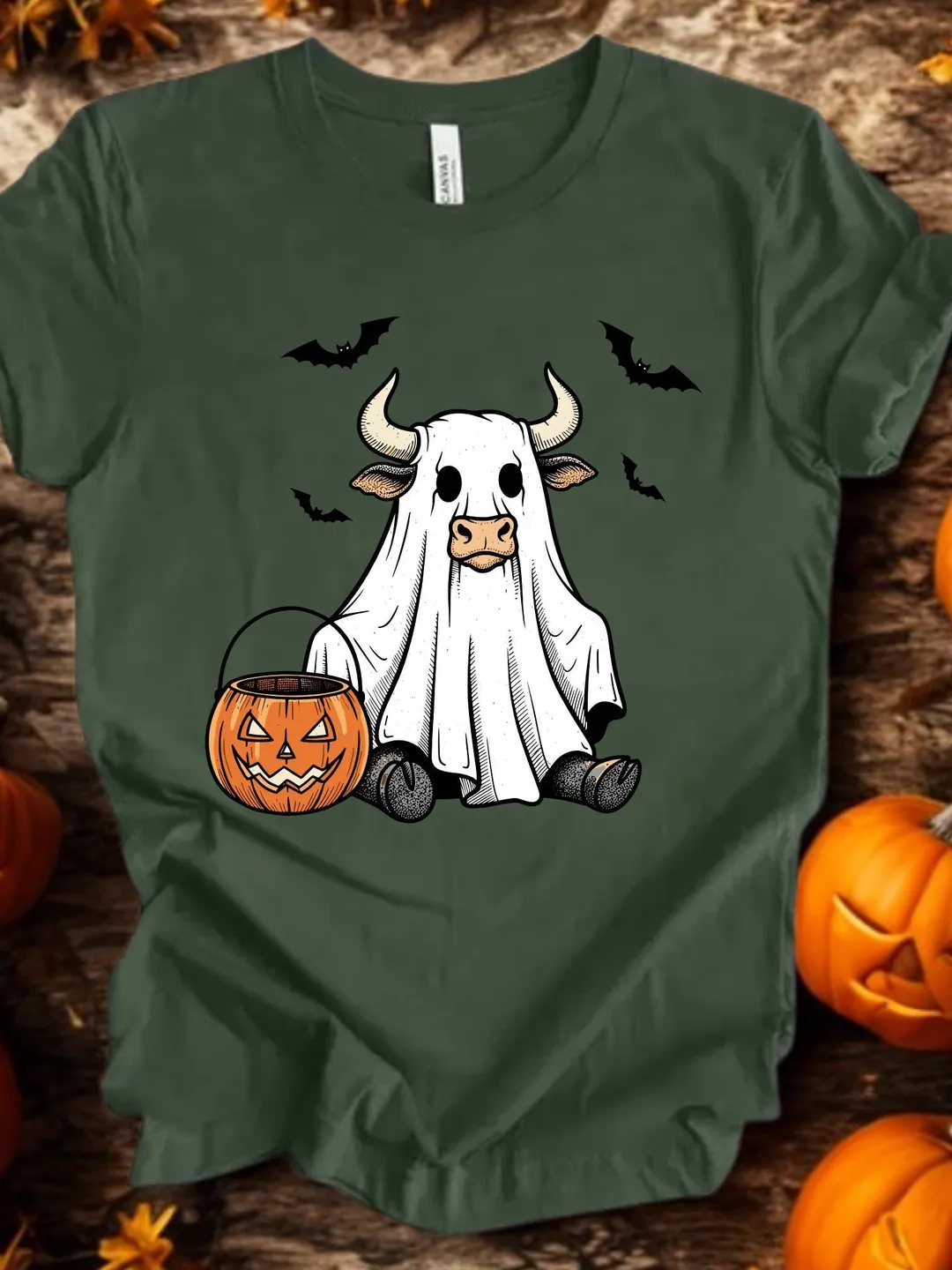 Cute Ghost Cow T-Shirt | Funny Halloween Shirt | Spooky Farm Animal Tee | Cute Cow Ghost Shirt for Halloween
