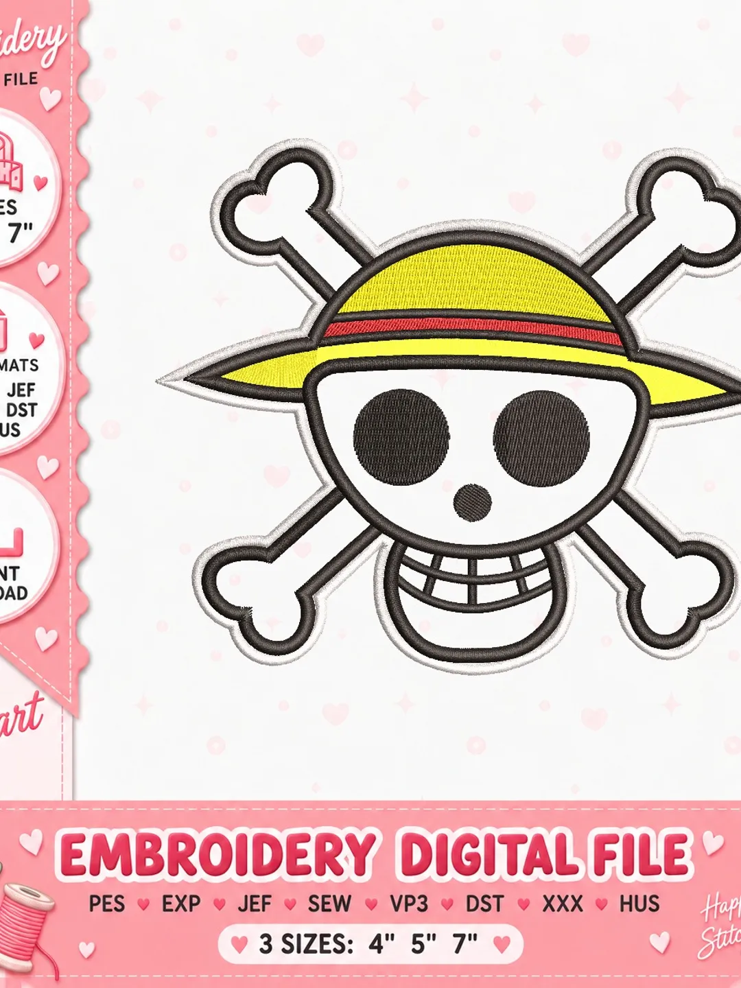 Whitebeard one piece Embroidery Design – One Piece Anime Pirate