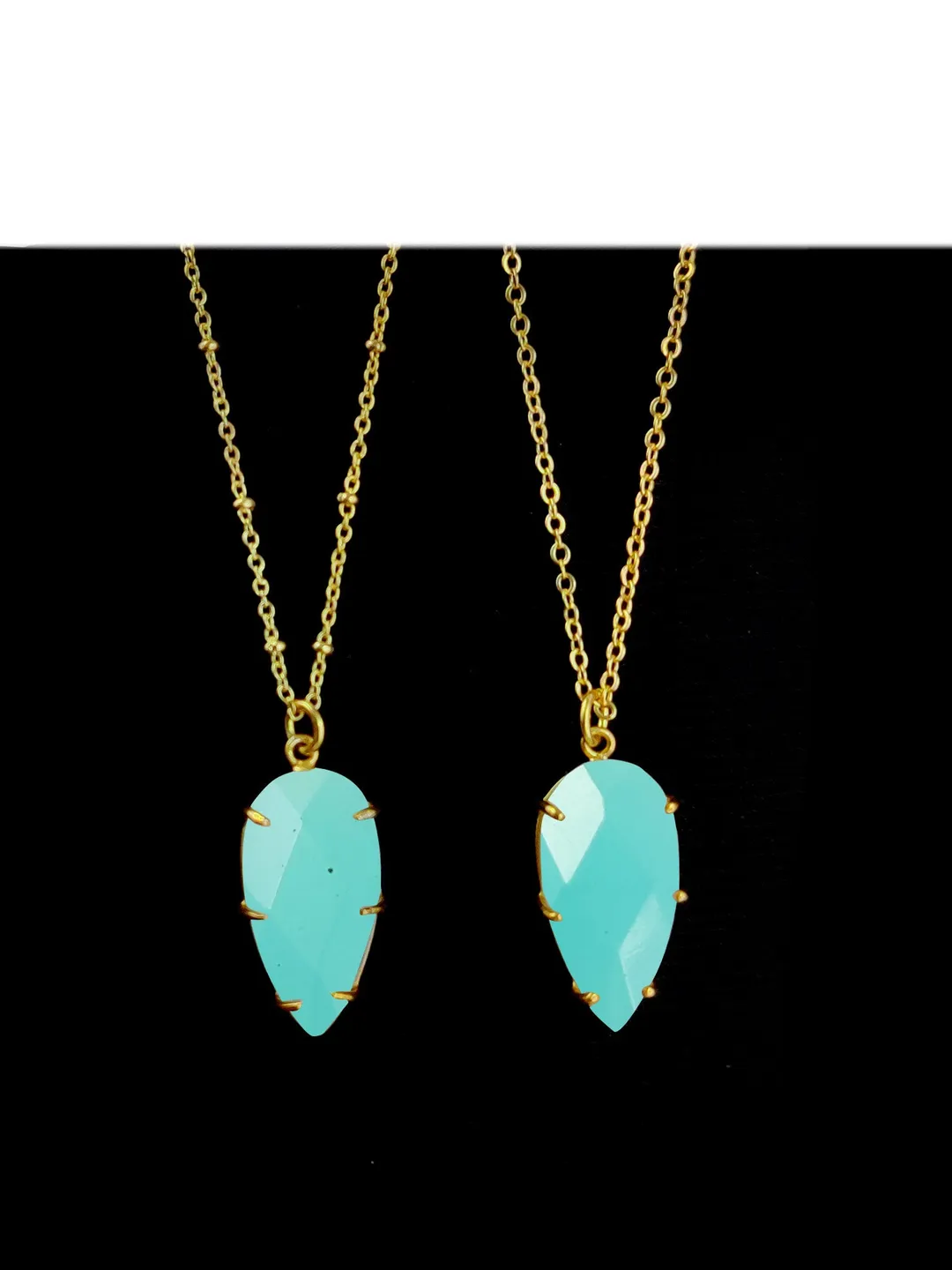 Handmade Aqua Chalcedony Gold Plated Necklace: Dainty Gemstone Jewelry