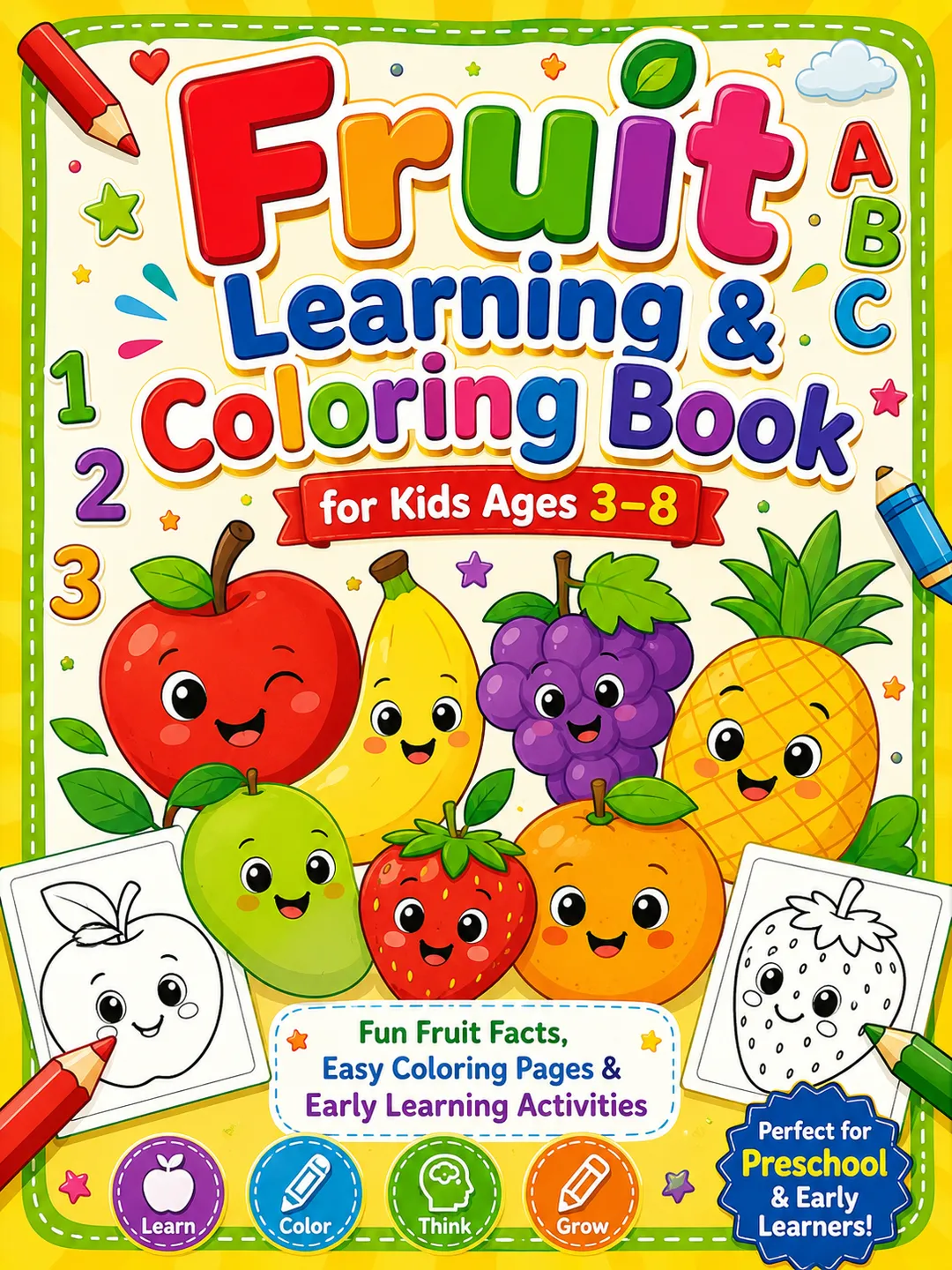 Friut Learning AI Future Robots Coloring Book for Kids