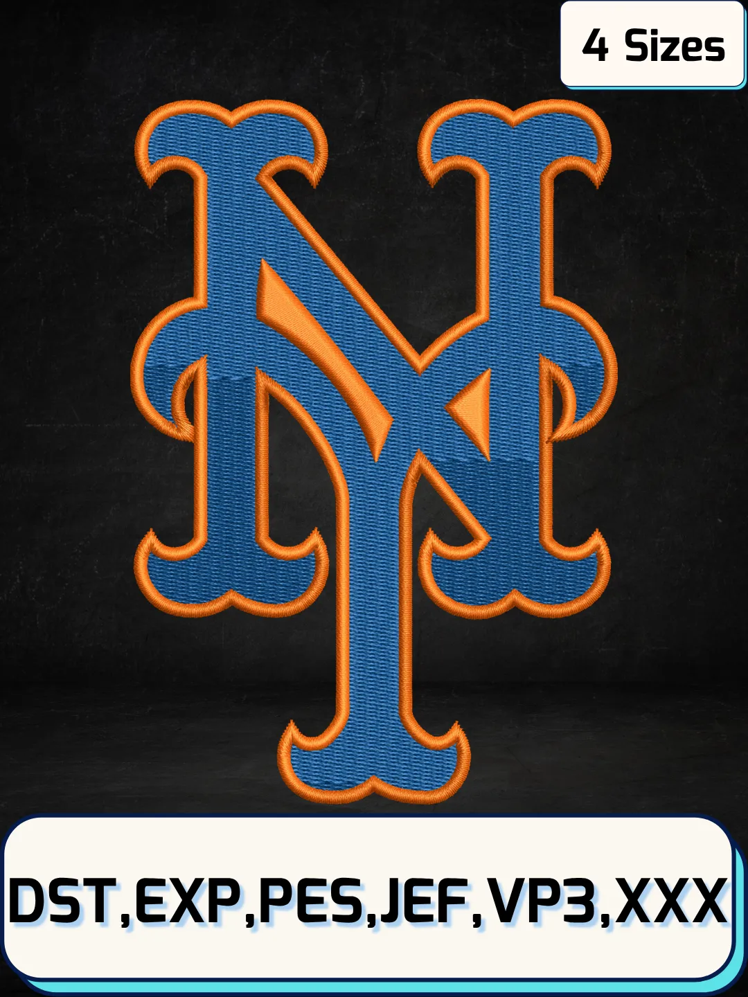 Mets Baseball Embroidery Design – Machine Embroidery File-  4 Sizes