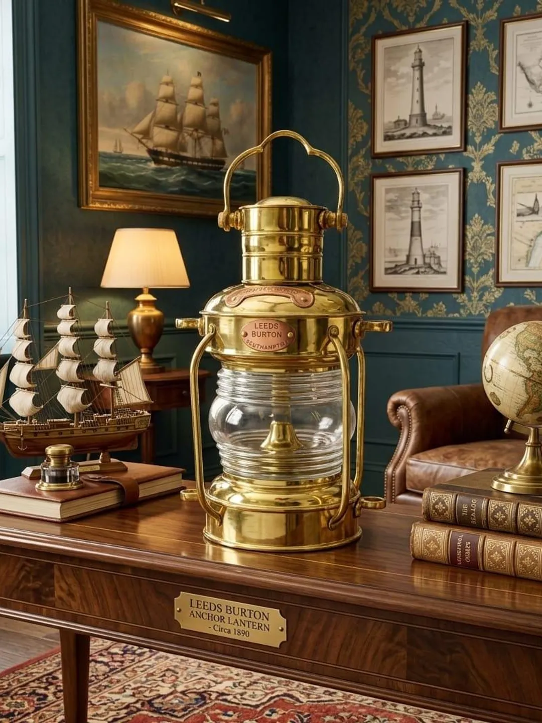 Nautical Brass Anchor Lantern | Handmade Maritime hanging light