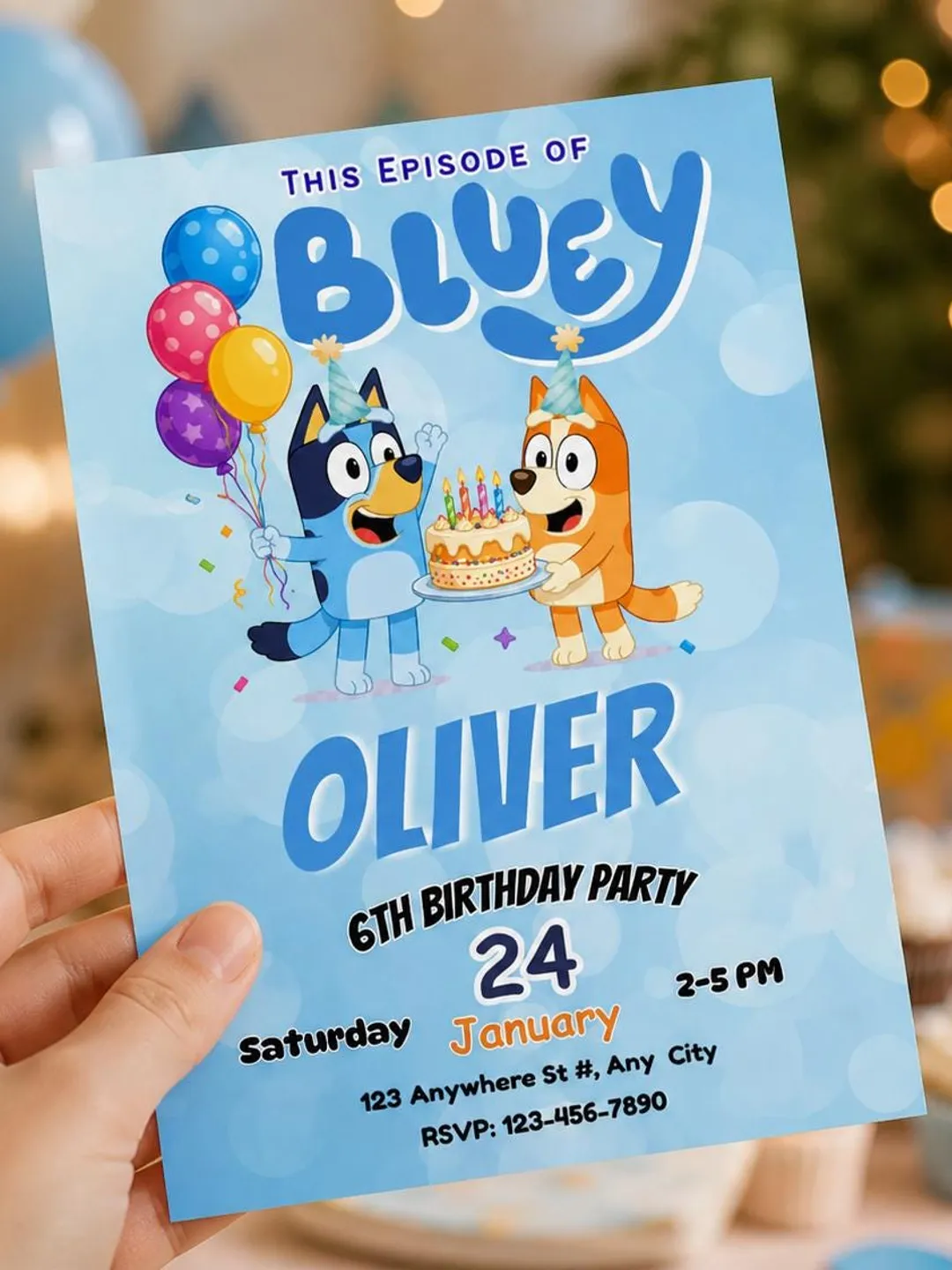 Bluey Birthday Invitation, Editable Bluey and Bingo Party Invite, Printable Kids Birthday Card, Canva Template, Digital Invite for Kids