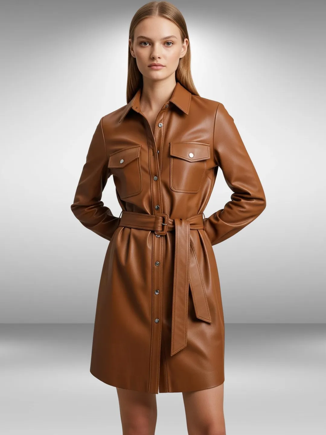 belted leather shirt dress River Island faux leather belted shirt mini dress in khaki