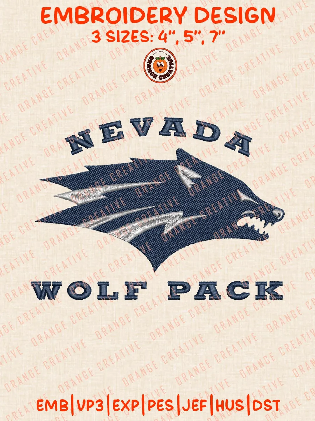 Nevada Wolf Pack Embroidery Design Files, NCAA Logos Embroidery Designs, NCAA Machine Embroidery Files, 3 Sizes, Custom Sizes, Instant Download