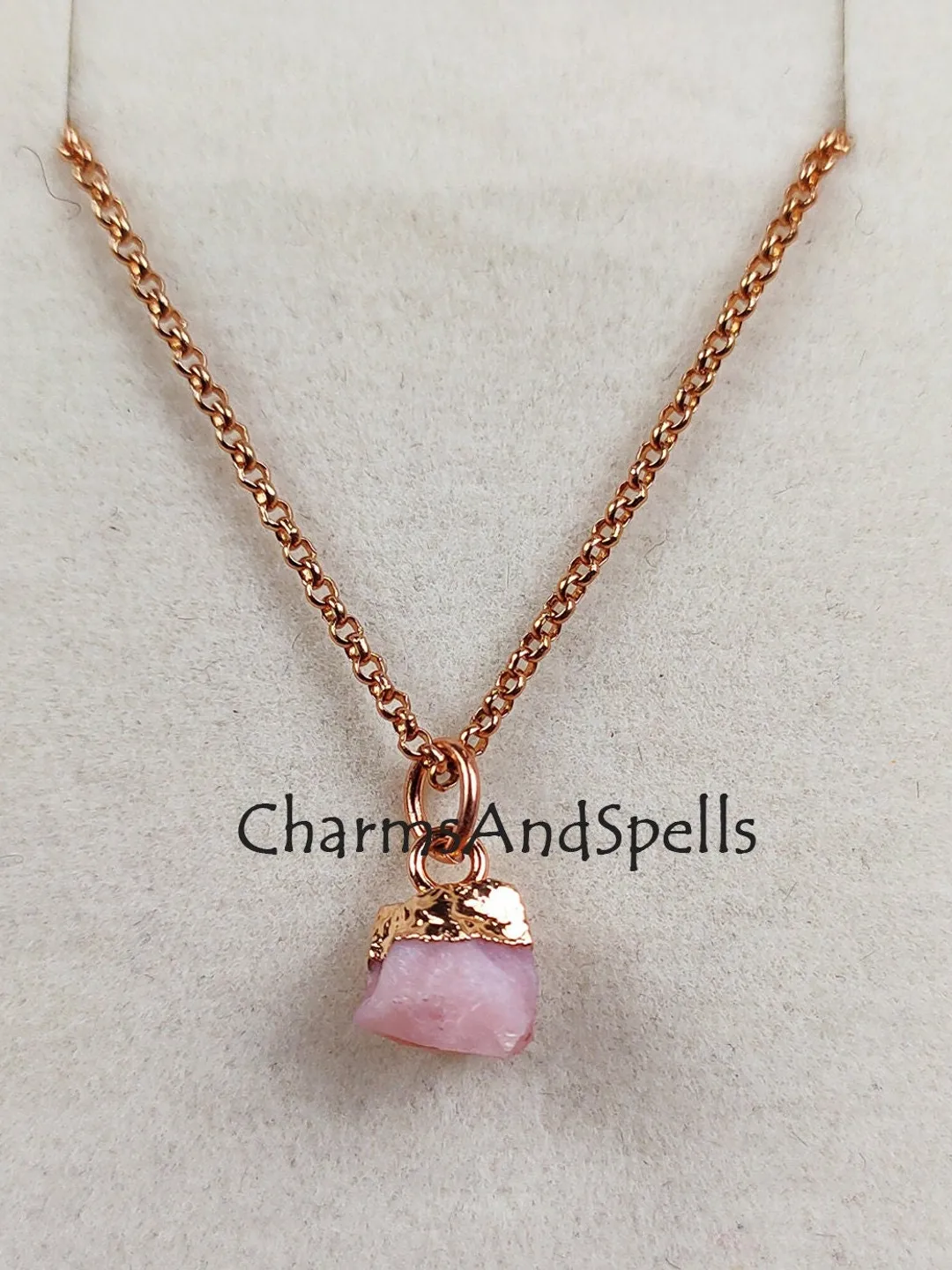 Raw Pink Opal Necklace, Birthstone Necklace, Gemstone Necklace, Crystal Healing Stones, October Birthstone,Birthday Gift,Valentine Day Gifts
