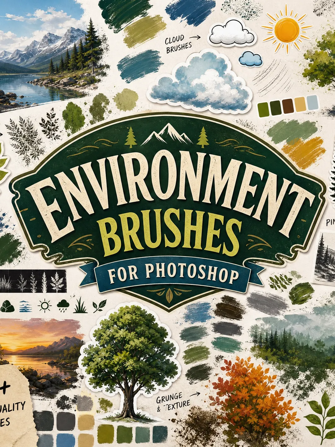 Environment Brushes for Photoshop - 100+ Pro Foliage, Texture & Atmosphere Pack