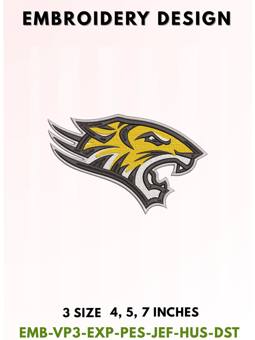 Tiger Football Embroidery Design, College Sports Embroidery Files, Sports Machine Embroidery Files, 3 Sizes, Instant Download