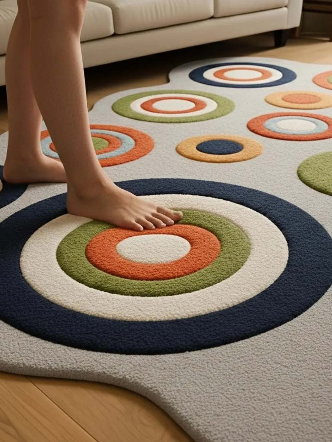 Modern Multicolor Concentric Circle Area Rug for Living Room , Bedroom ...