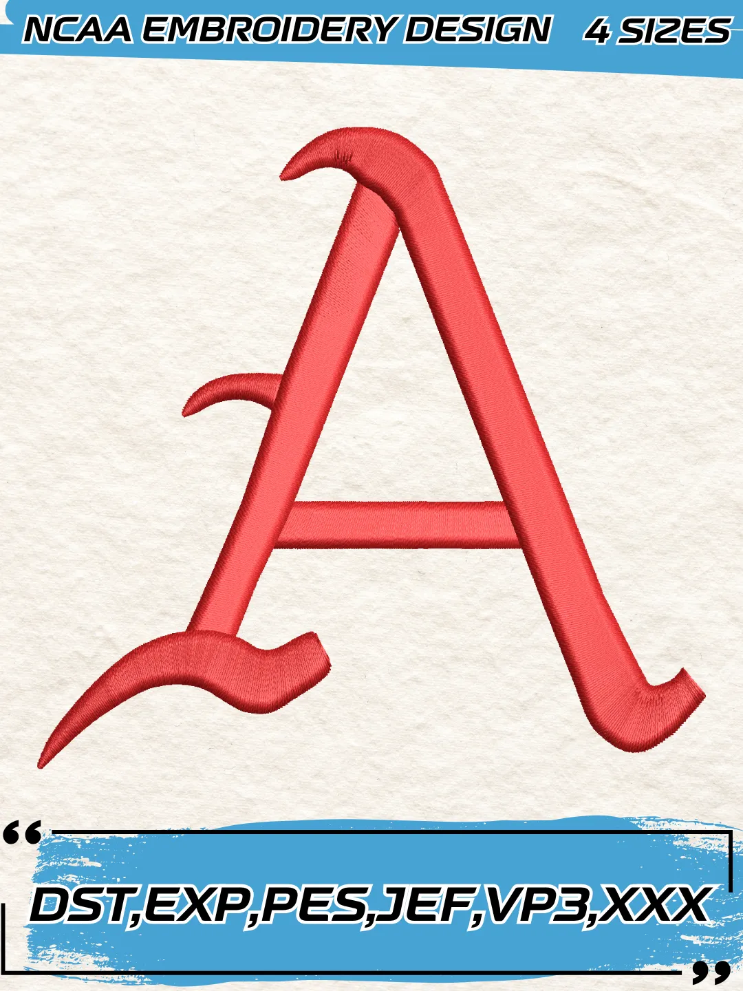 Arkansas Razorbacks Secondary Logo Embroidery Design,NCAA Logo Embroidery Design,Machine Embroidery Design File,4 Sizes, Digital Download