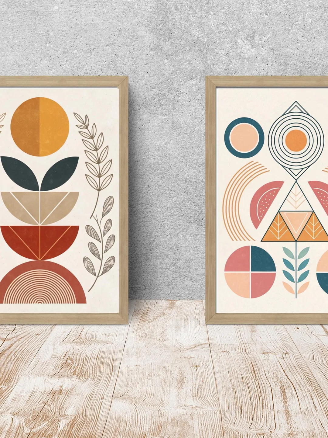 Wall art Set of 2, printable wall art, boho abstract art, wall boho ...