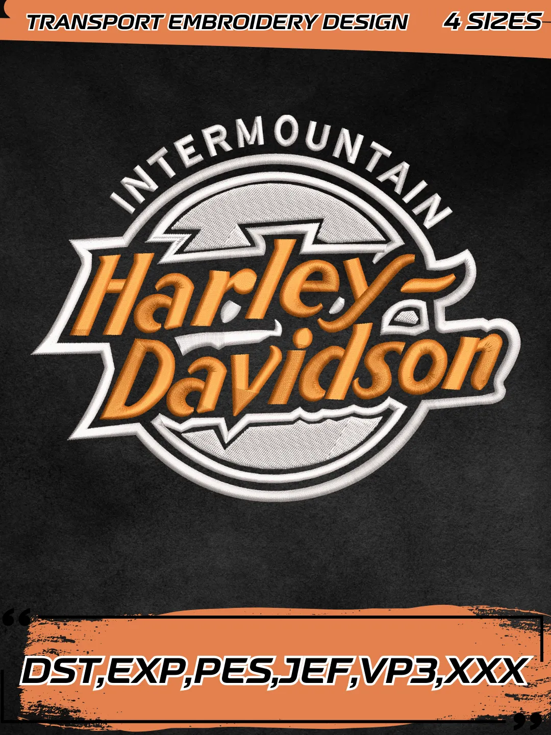 Intermountain Harley-Davidson Embroidery Design,Transport Embroidery File,4 Sizes, Digital Download