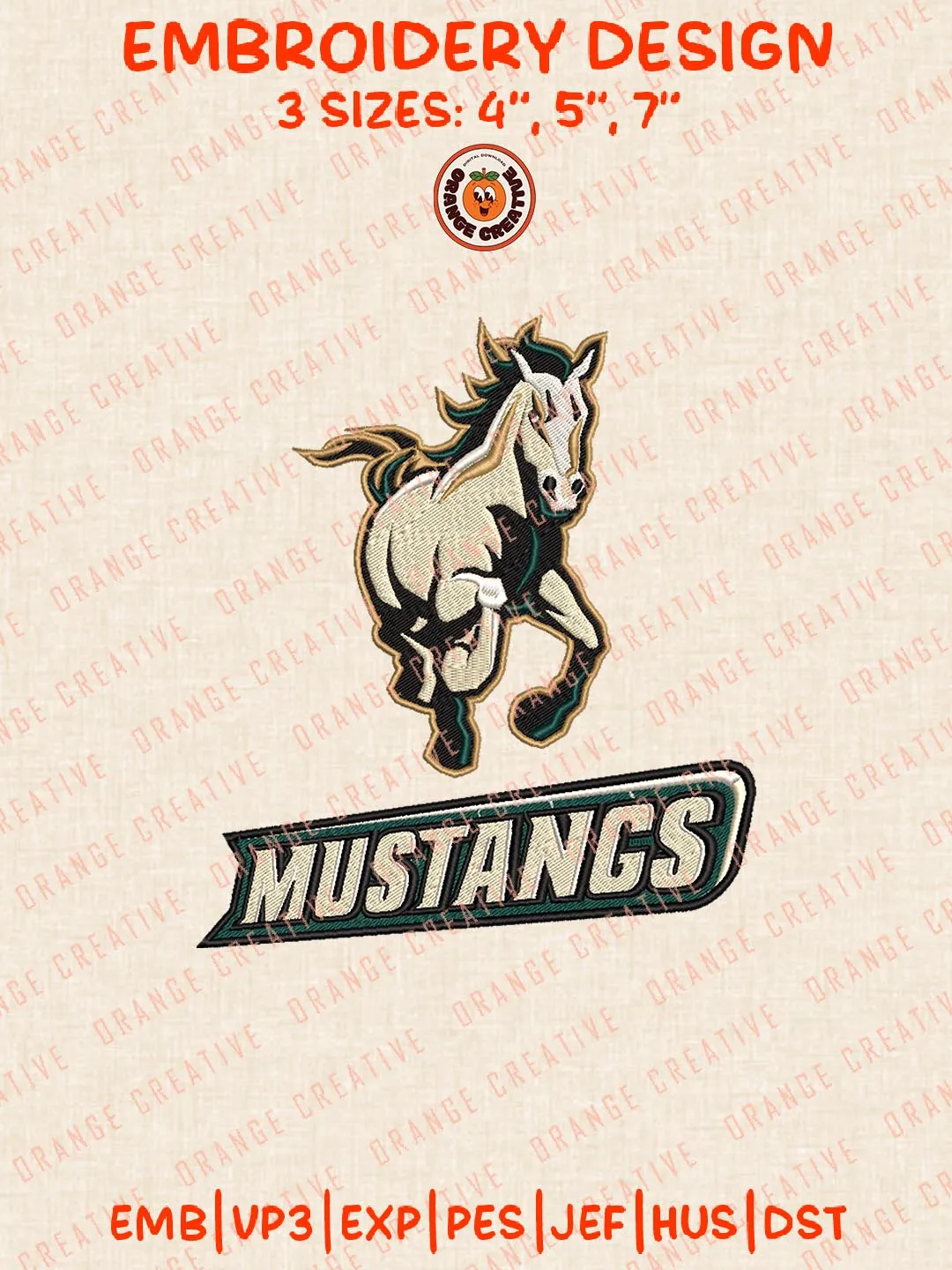 Mustangs Logos Embroidery Design Files, NCAA Cal Poly Mustangs Logos Embroidery Designs, Machine Embroidery Files, 4 Sizes, Custom Sizes, Instant Download