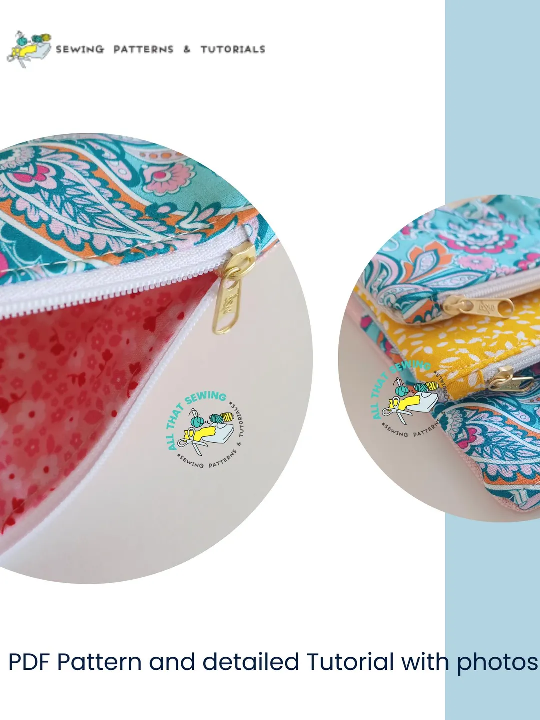 Moda Zipper Bag Pattern Zipper Pouch with Ruffle Pattern, Ruffle Zipper Bag in 3 Sizes, PDF ...