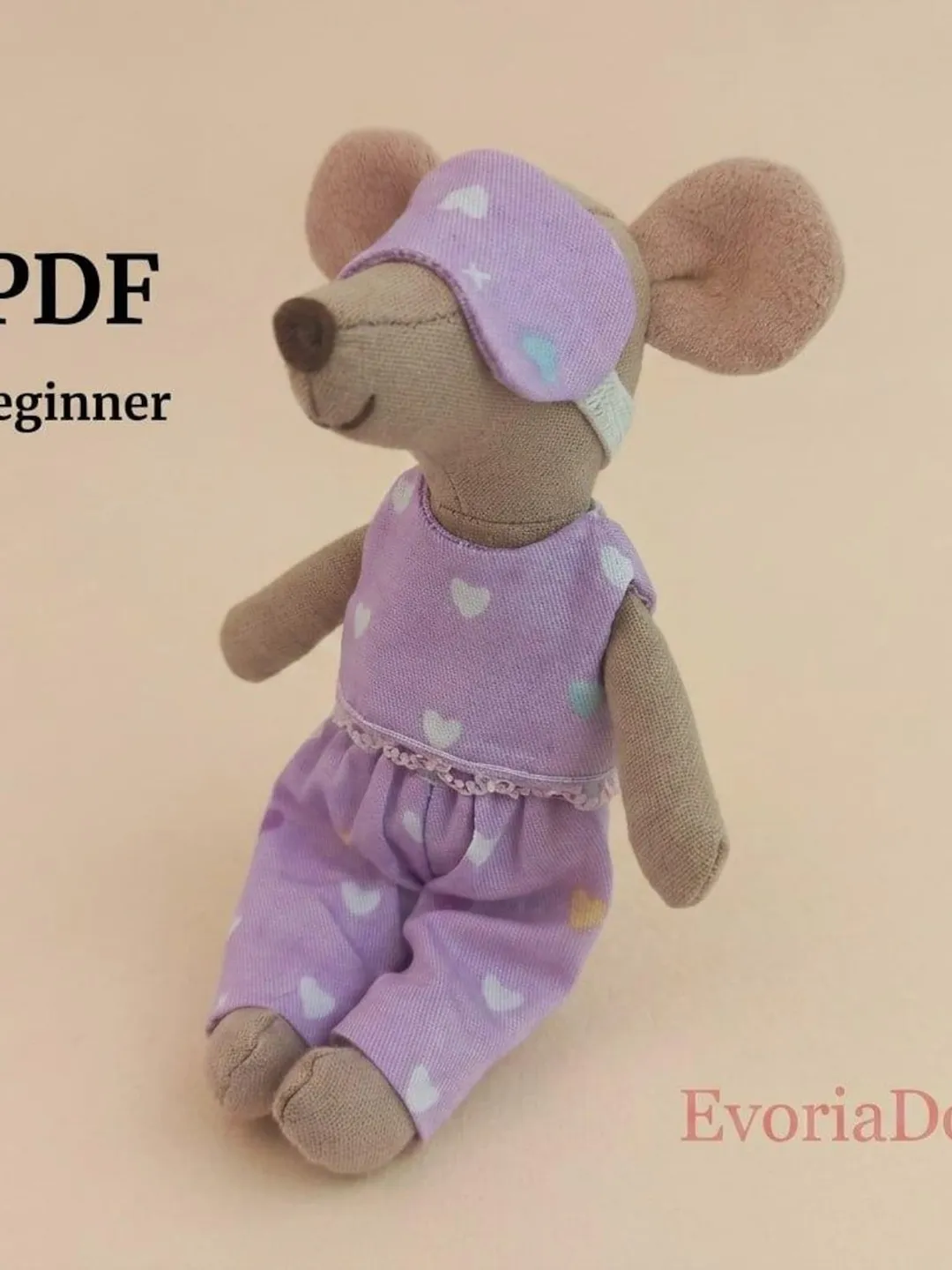 Mouse Pajamas Sewing Pattern PDF Clothes for Maileg Mouse Big Sister 12cm Miniature Doll Outfit Tutorial Sleep Mask Instant Download
